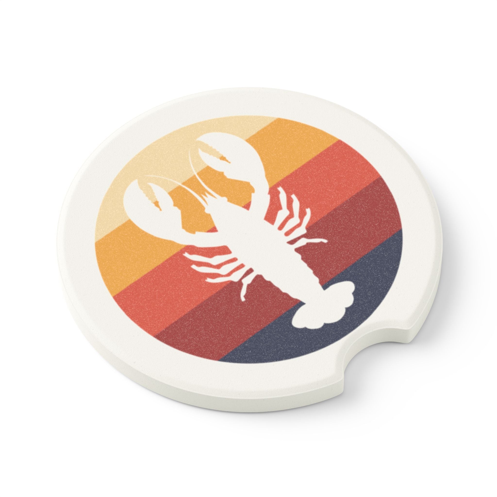 Retro Lobster Car Coaster | Maine Coastal Design | Absorbent Sandstone Cup Holder Accessory