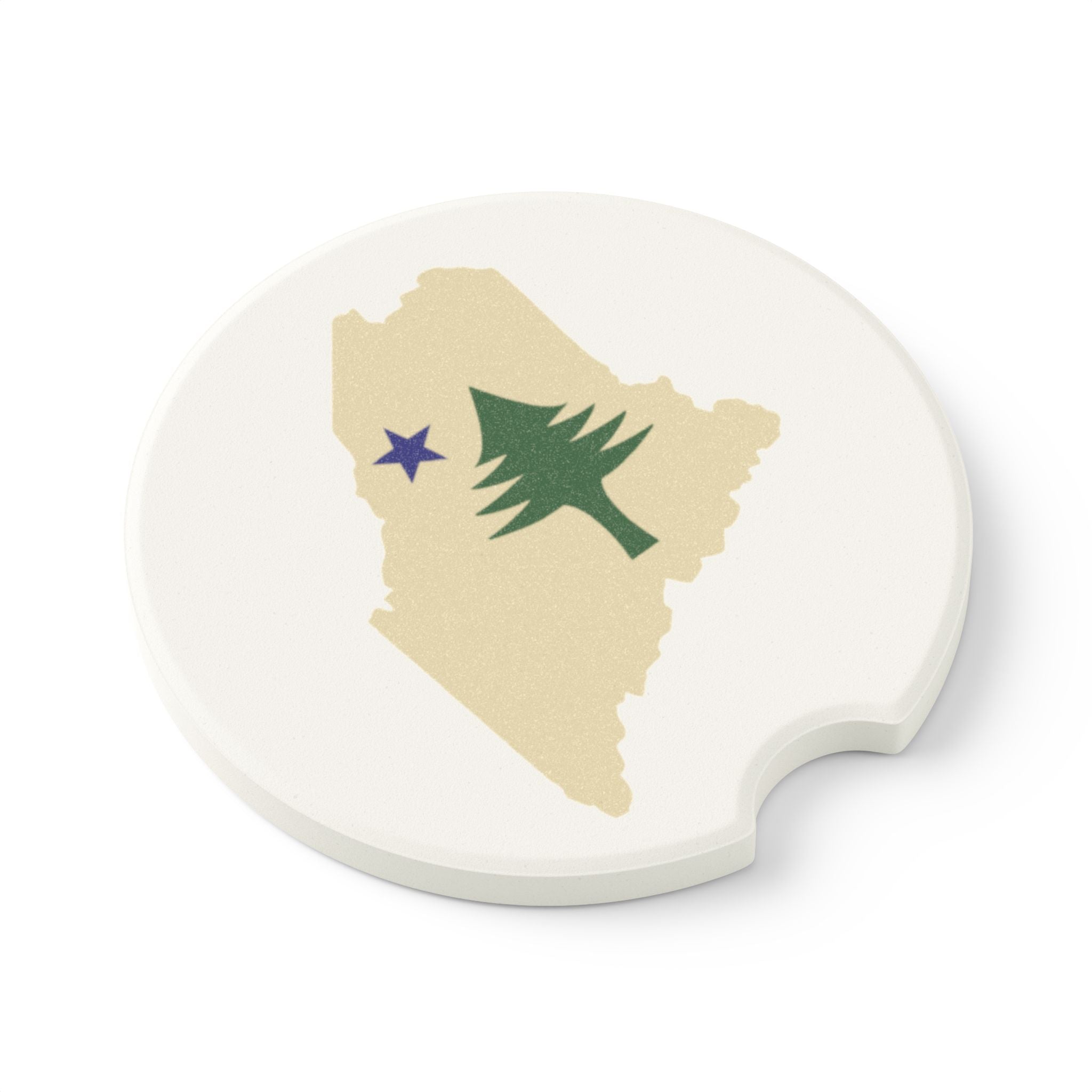 Maine Car Coasters | Retro Maine Flag Design | Soapstone Car Accessory