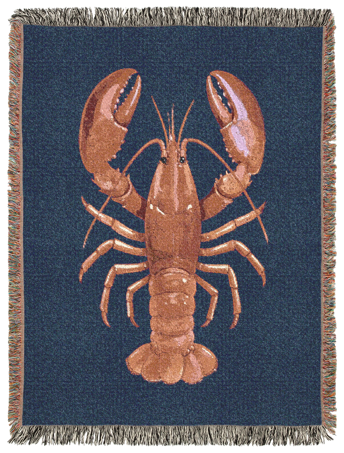 Lobster Woven Blanket | 100% Cotton | Maine-Inspired Coastal Decor