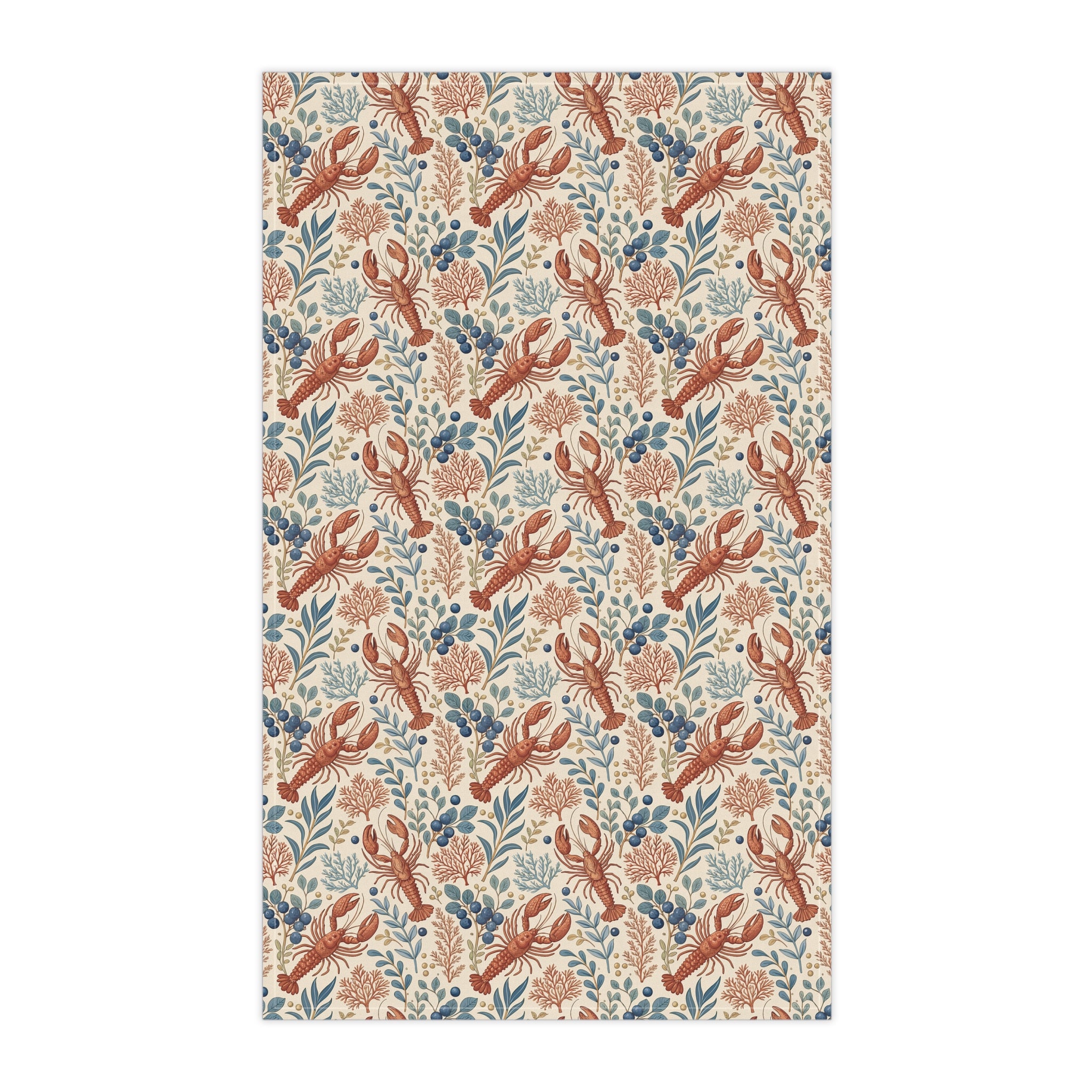 Maine Lobster Dish Towel | Vintage Cottage Core Woodland Design | Rustic Farmhouse Dish Cloth