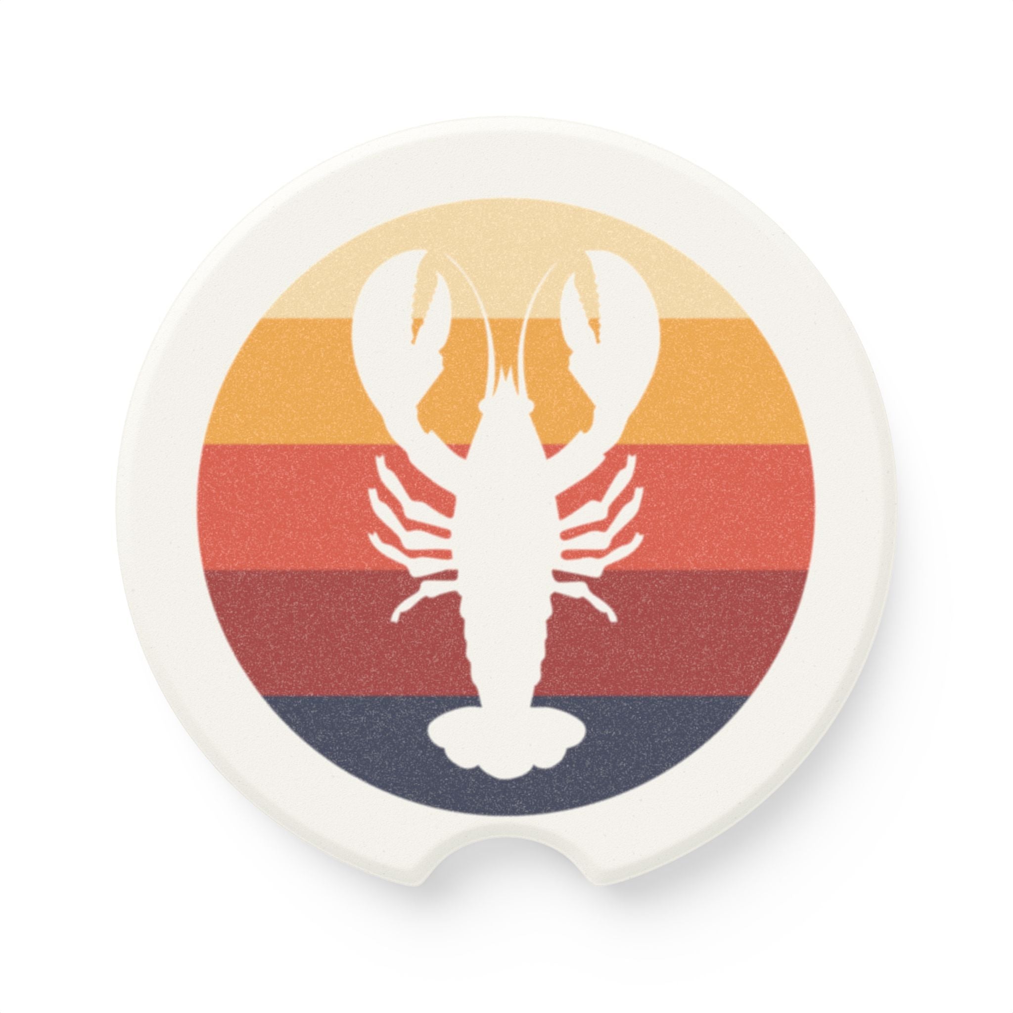 Retro Lobster Car Coaster | Maine Coastal Design | Absorbent Sandstone Cup Holder Accessory