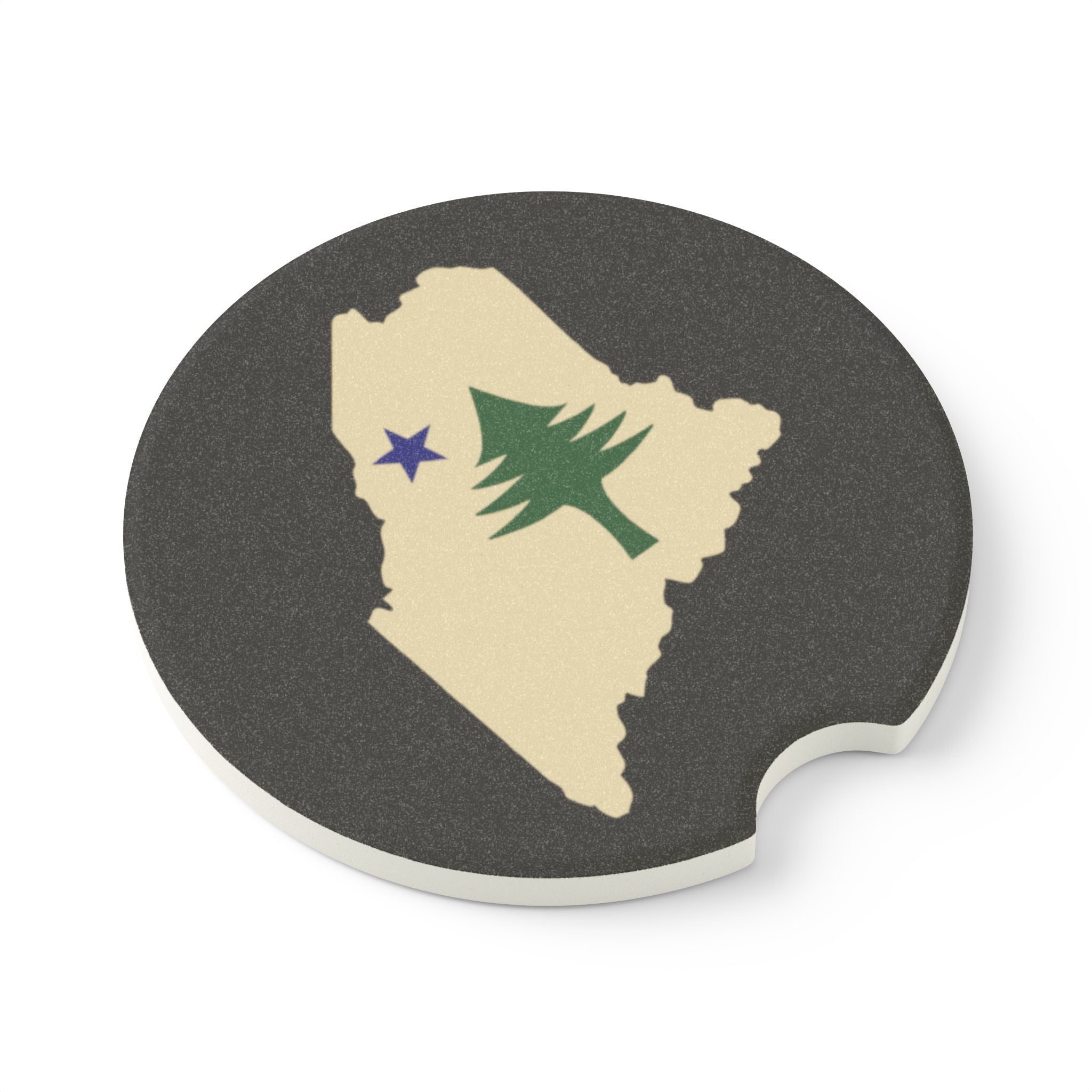 Maine Car Coasters | Retro Maine Flag Design | Soapstone Car Accessory
