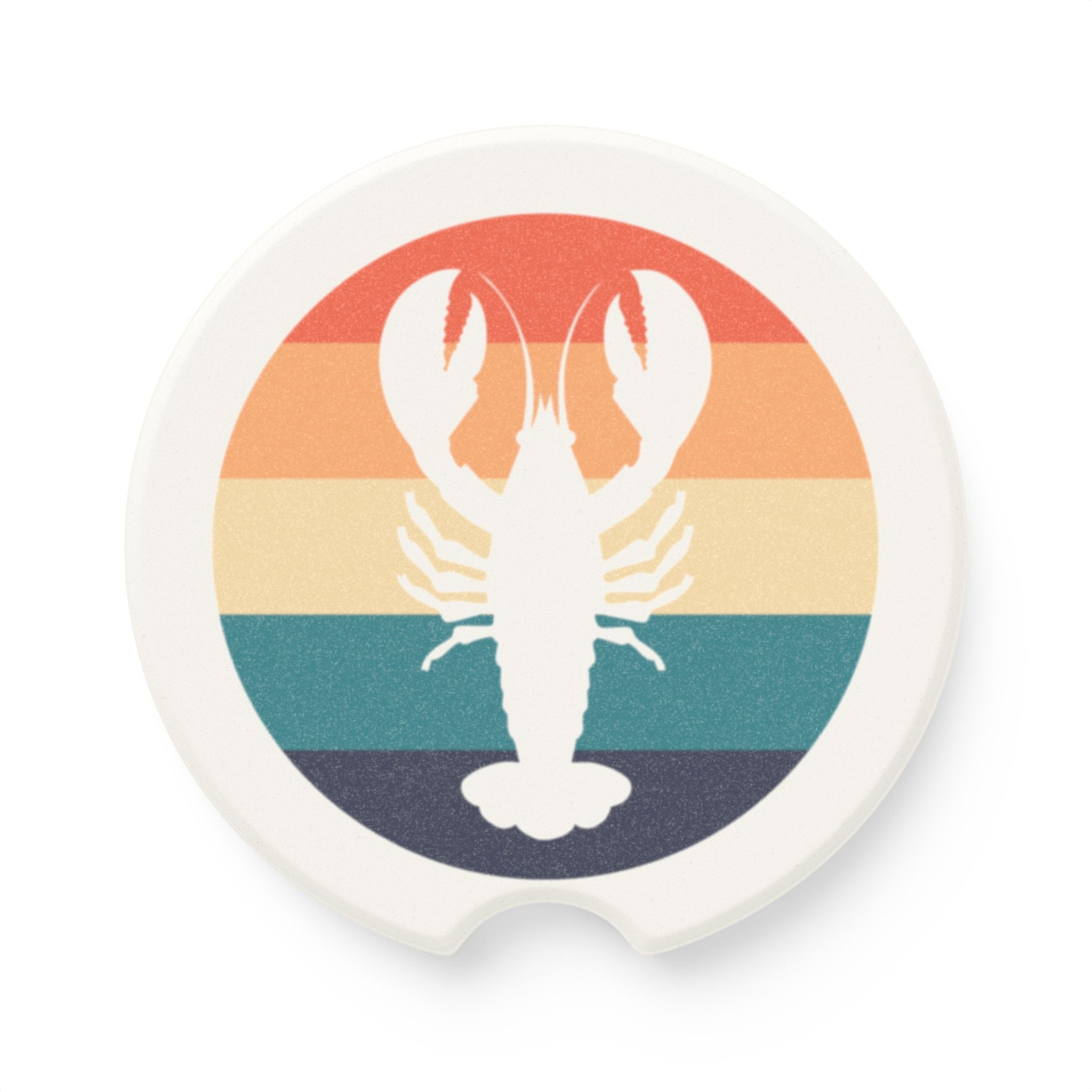 Retro Lobster Car Coaster | Maine Coastal Design | Absorbent Sandstone Cup Holder Accessory