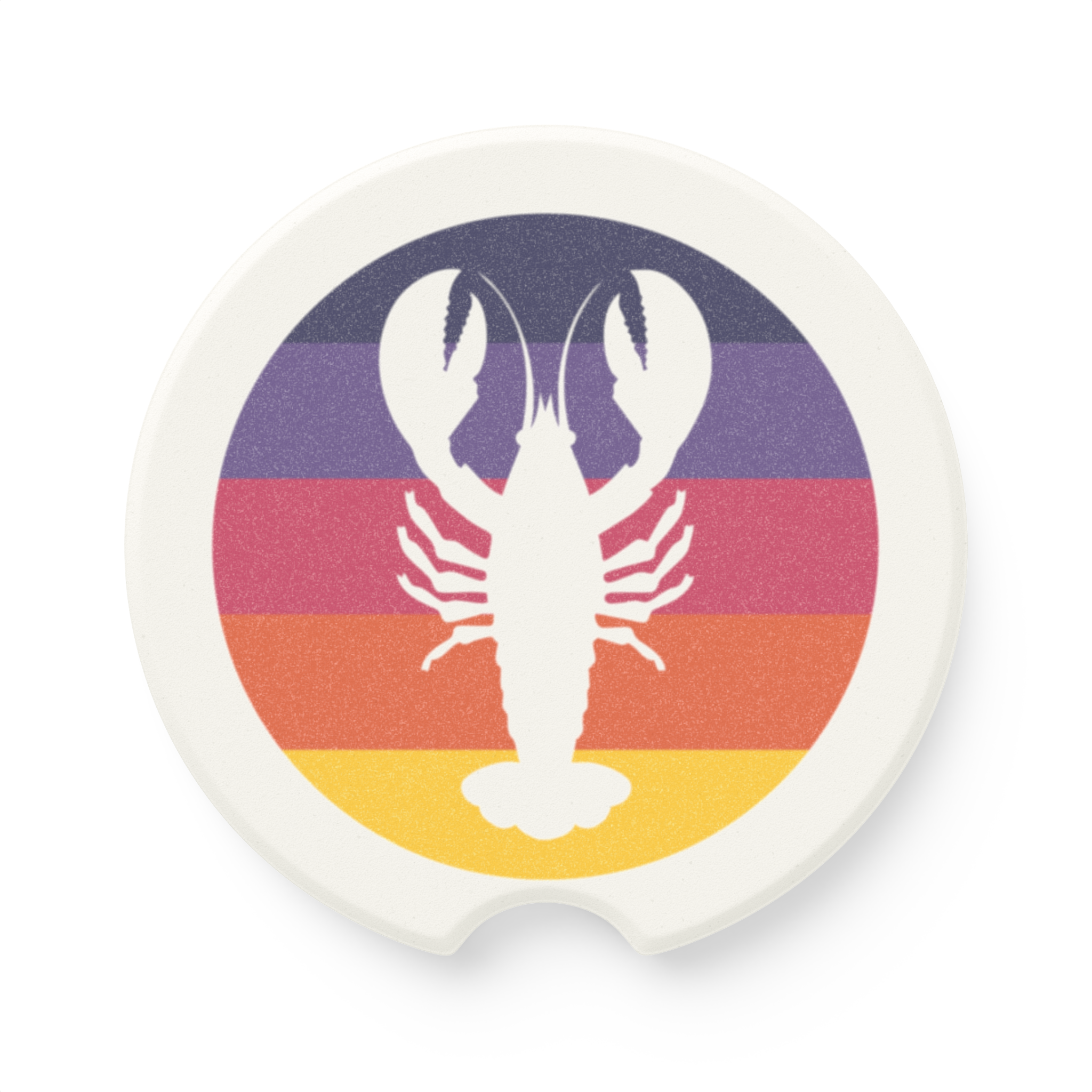 Retro Lobster Car Coaster | Maine Coastal Design | Absorbent Sandstone Cup Holder Accessory