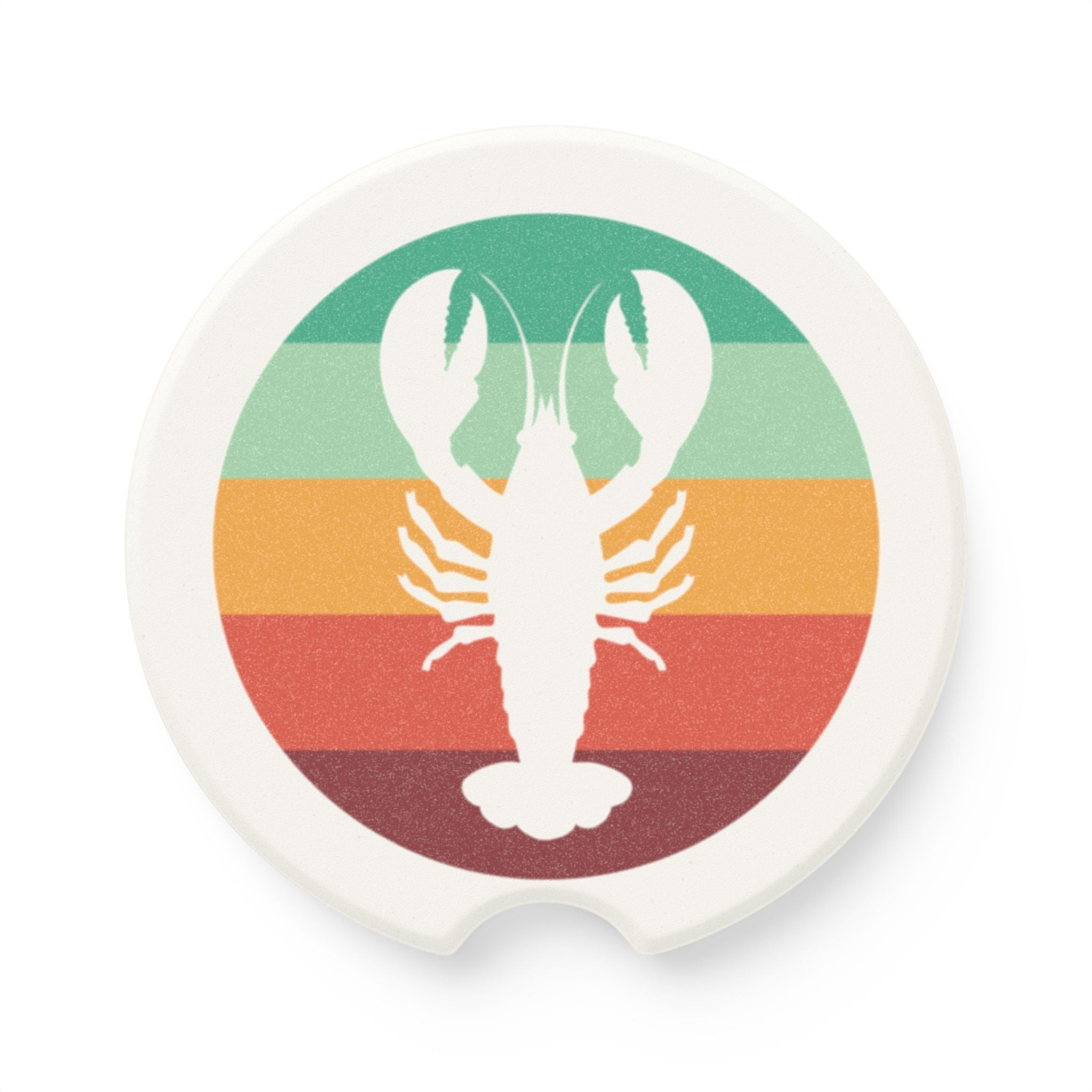 Retro Lobster Car Coaster | Maine Coastal Design | Absorbent Sandstone Cup Holder Accessory