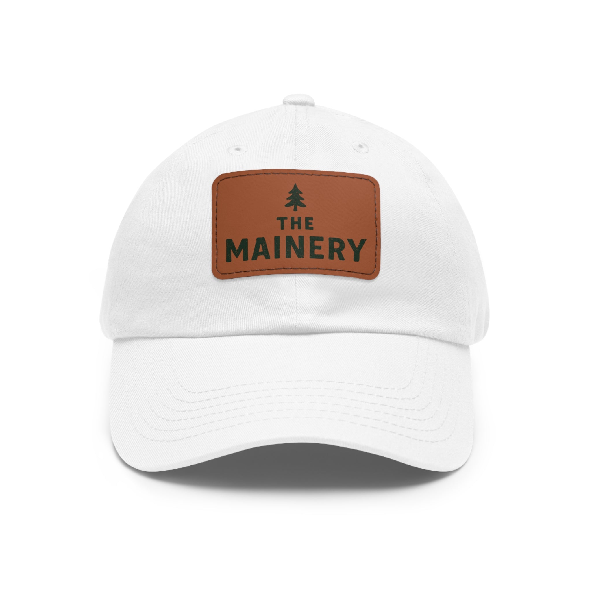 The Mainery Classic Leather Patch Hat | Maine Adjustable Cotton Strapback Cap