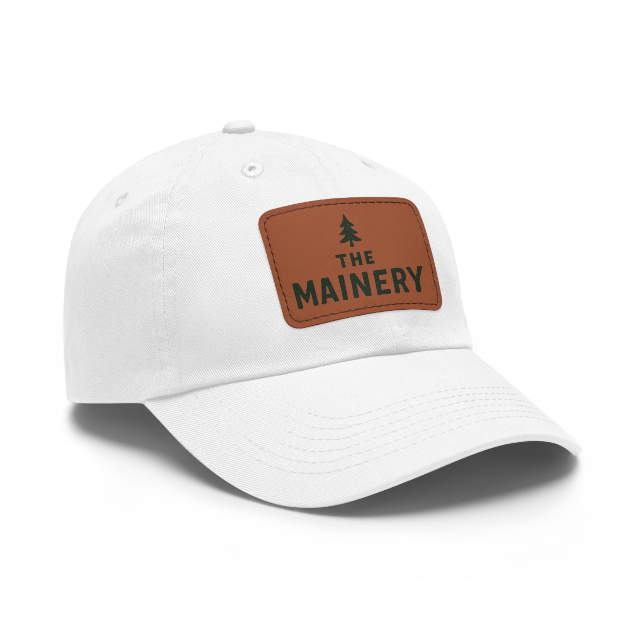 The Mainery Classic Leather Patch Hat | Maine Adjustable Cotton Strapback Cap