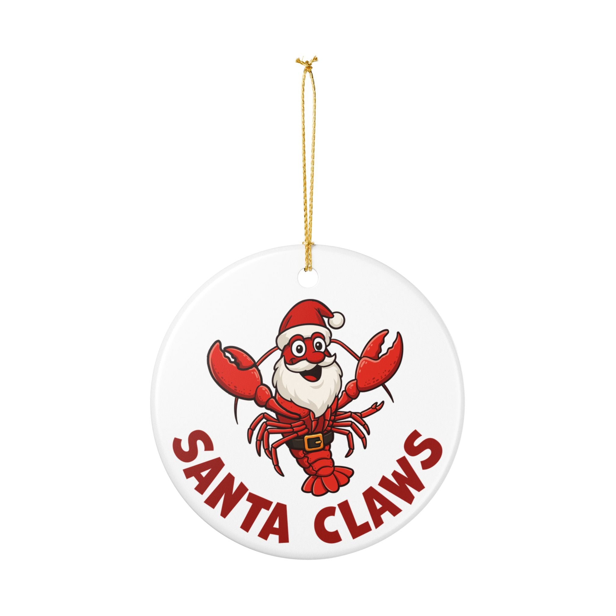 Santa Claws Ceramic Ornament | Maine Lobster Christmas Ornament | Funny Coastal Holiday Gift
