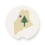 Heritage Maine Flag Car Coasters | Retro Maine Flag Design | Soapstone Car Accessory