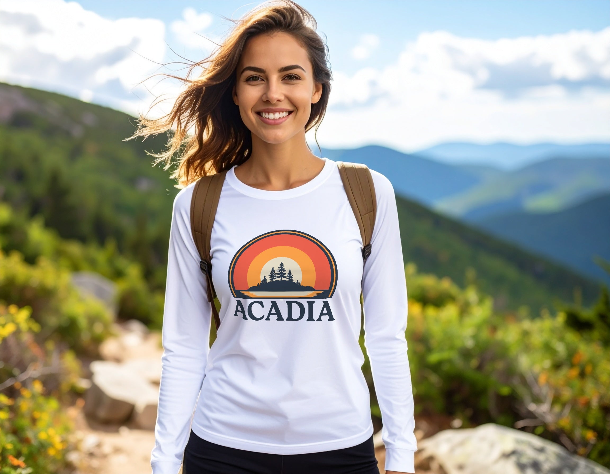 Acadia Sunset Long Sleeve Tee | Vintage Maine National Park Apparel