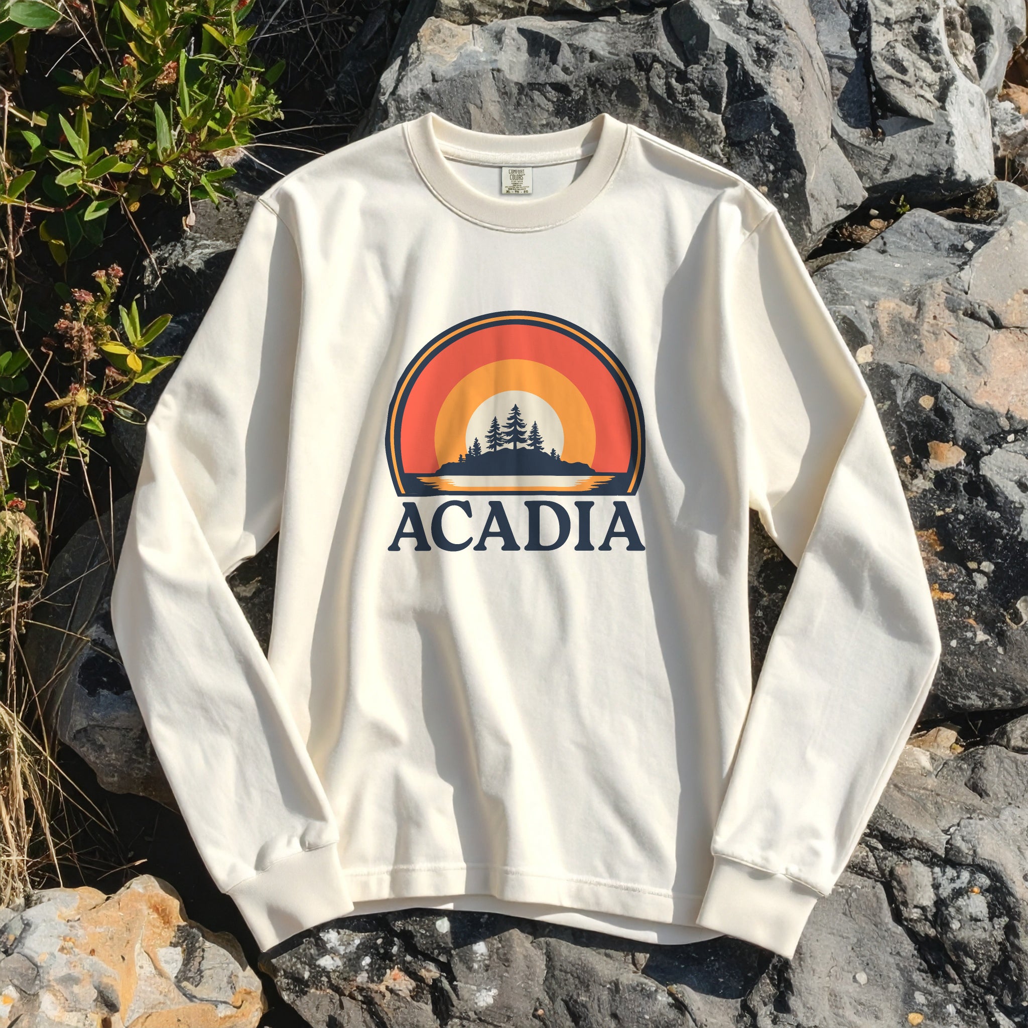Acadia Sunset Long Sleeve Tee | Vintage Maine National Park Apparel