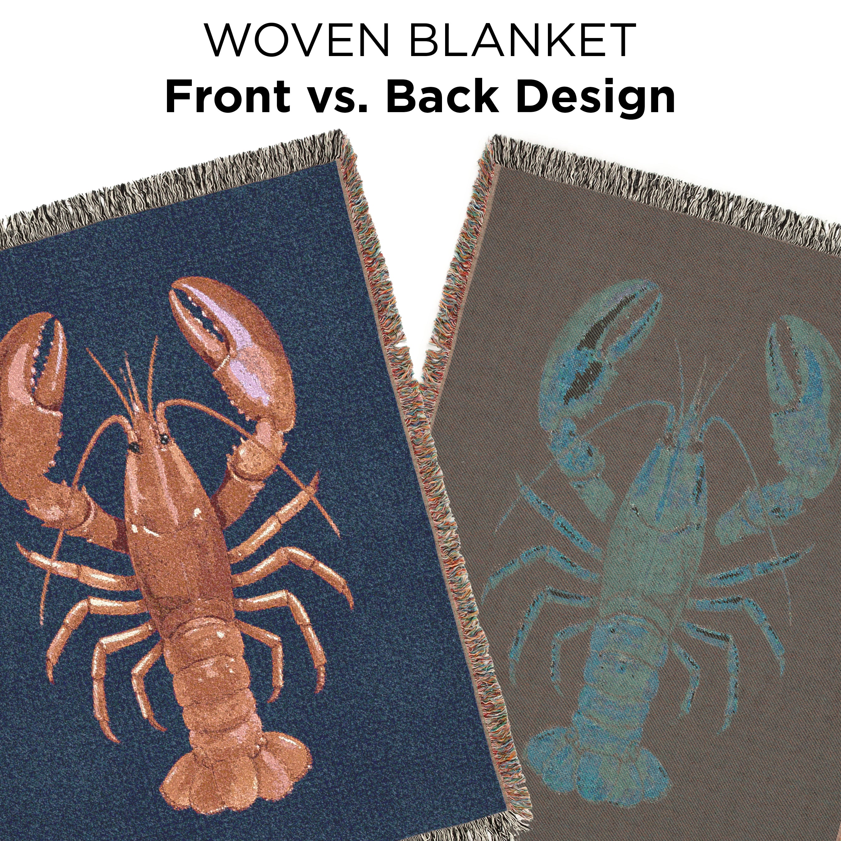 Lobster Woven Blanket | 100% Cotton | Maine-Inspired Coastal Decor