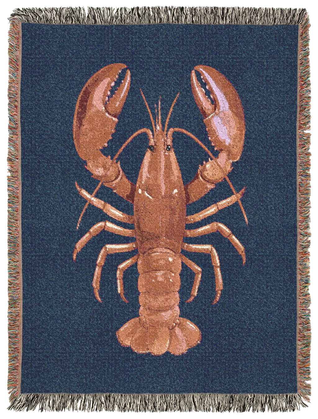 Lobster Woven Blanket | 100% Cotton | Maine-Inspired Coastal Decor