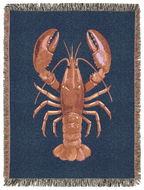 Lobster Woven Blanket | 100% Cotton | Maine-Inspired Coastal Decor