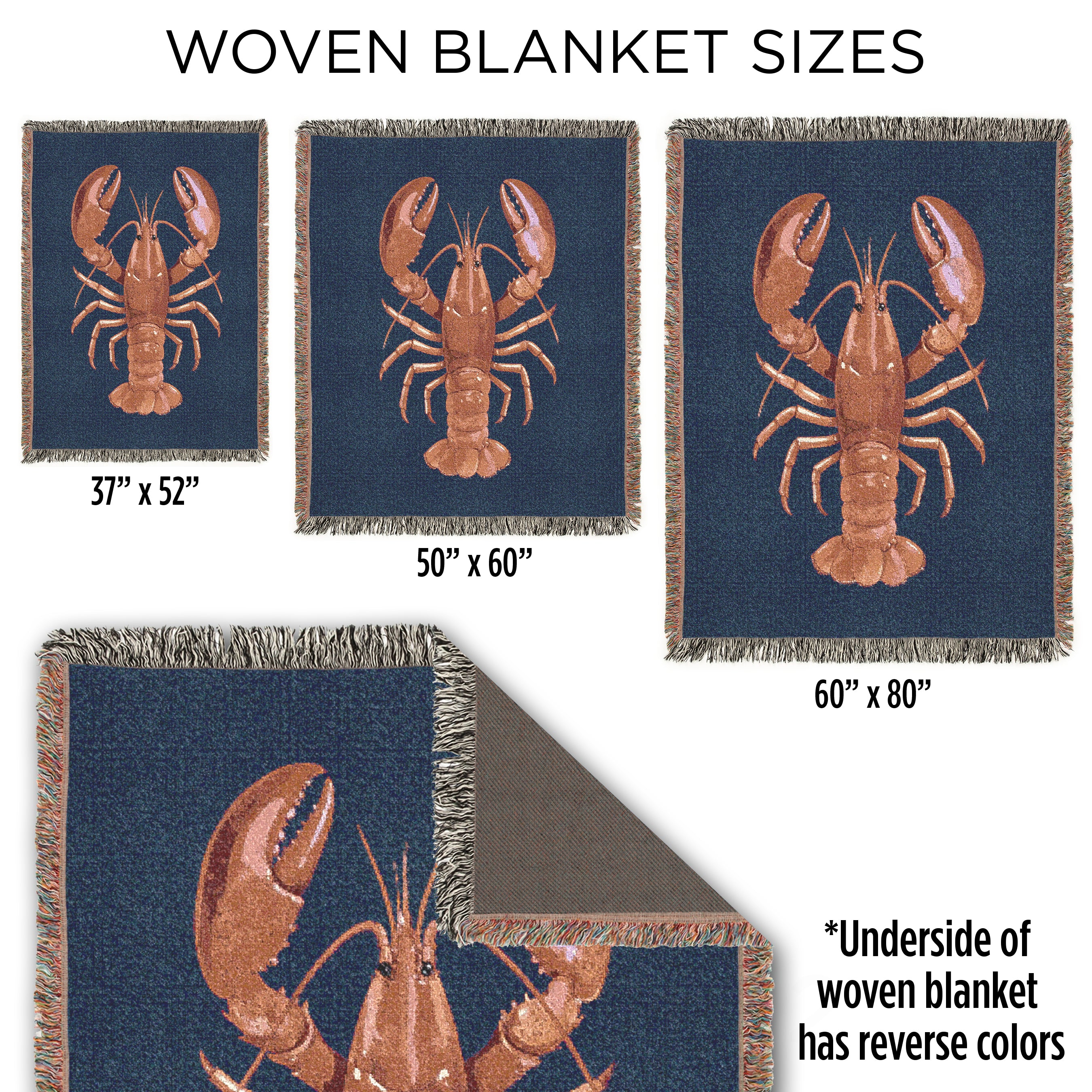Lobster Woven Blanket | 100% Cotton | Maine-Inspired Coastal Decor