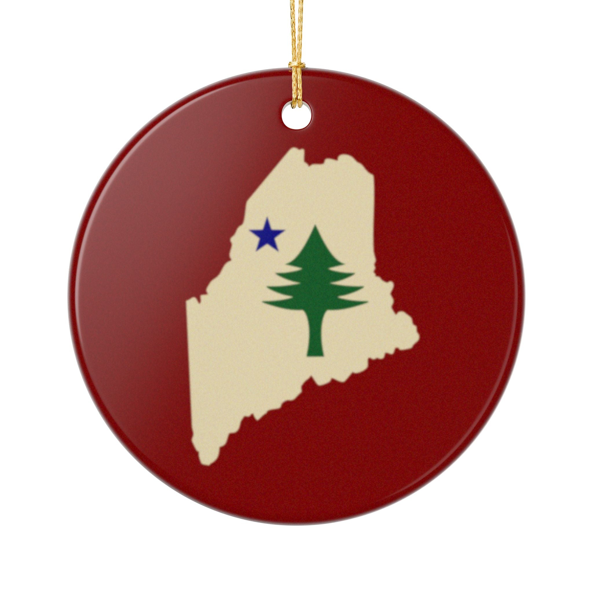 Maine 1901 State Flag Ornament | Double-Sided Ceramic Ornament | Coastal Home Decor | Maine Holiday Gift