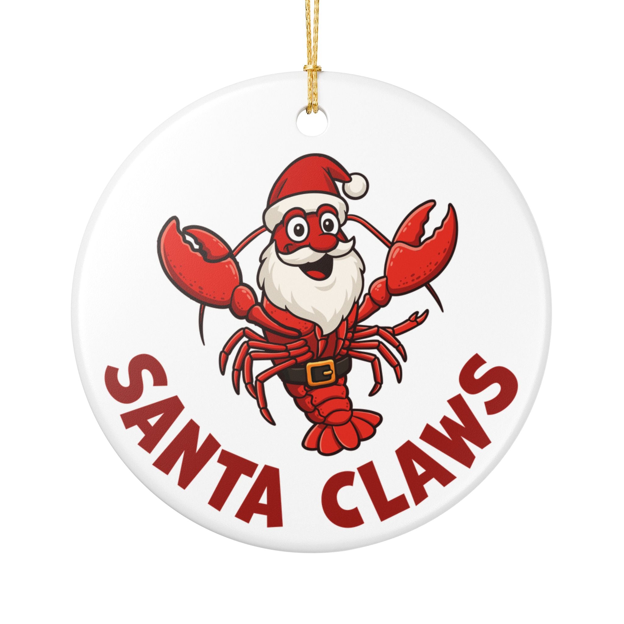 Santa Claws Ceramic Ornament | Maine Lobster Christmas Ornament | Funny Coastal Holiday Gift
