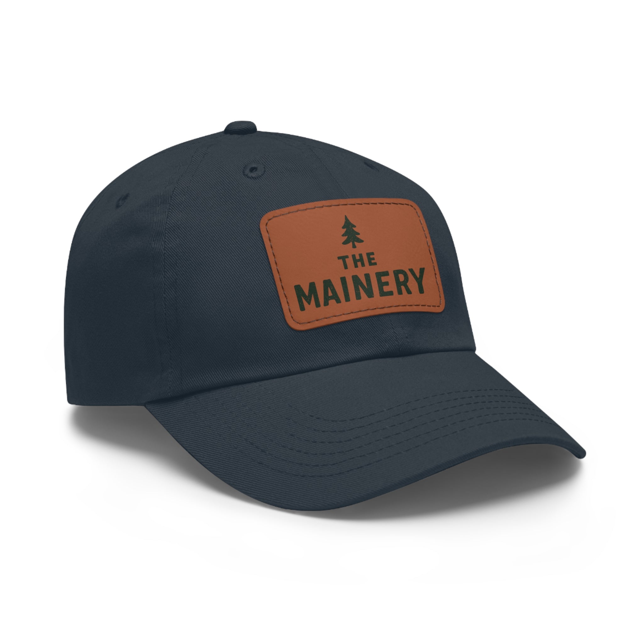 The Mainery Classic Leather Patch Hat | Maine Adjustable Cotton Strapback Cap