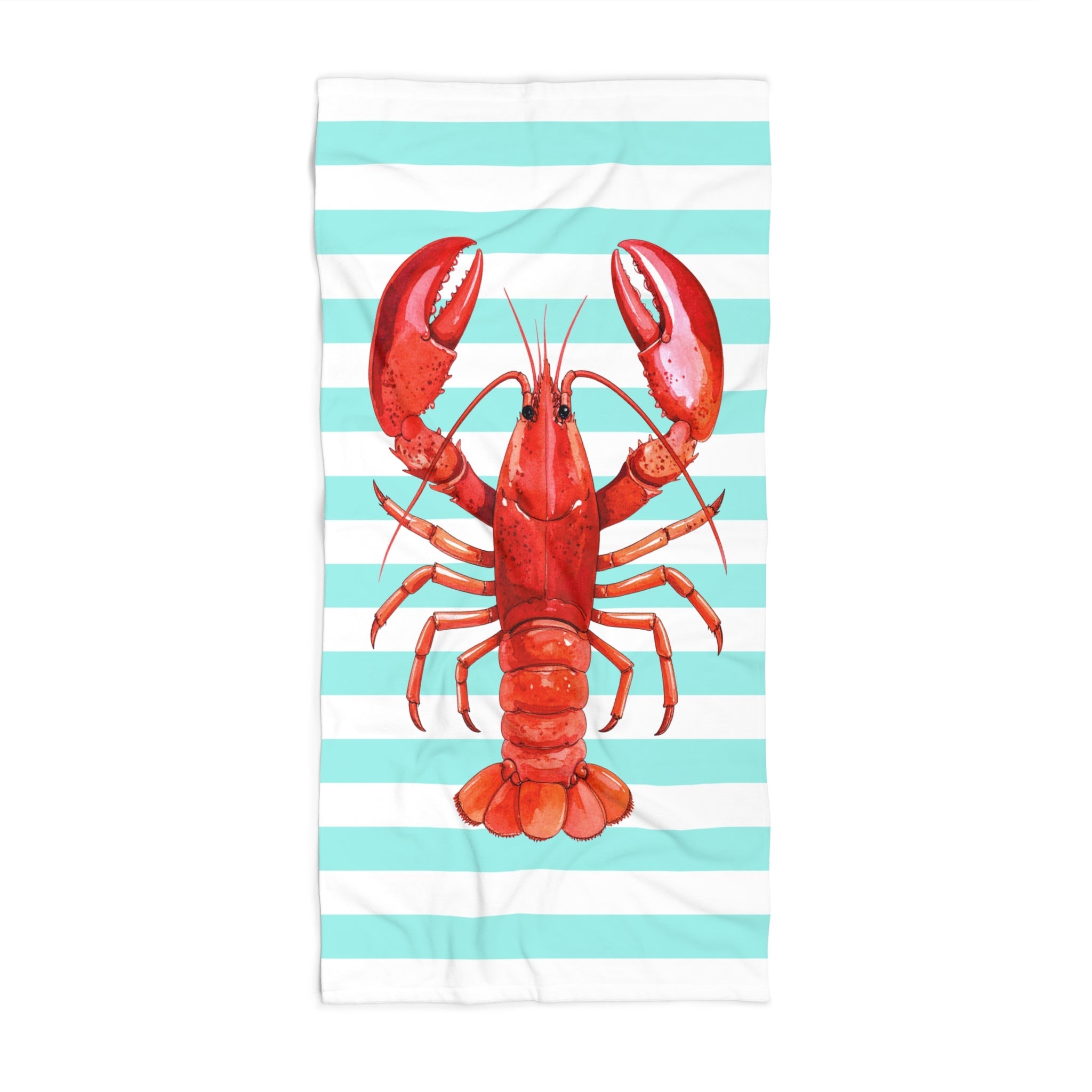 Maine Lobster Beach Towel | Coastal Stripes Towel | Nautical Holiday Gift
