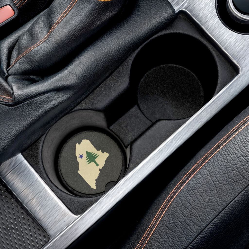 Maine Car Coasters | Retro Maine Flag Design | Soapstone Car Accessory