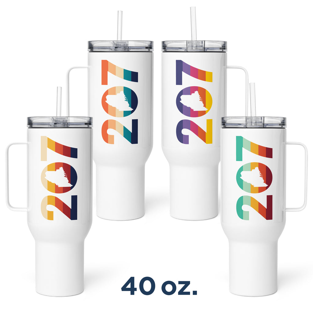 Maine Retro 207 Area Code Tumbler, Four Vintage Color Options | Stanley-Style Travel Cup | 25 & 40 oz.