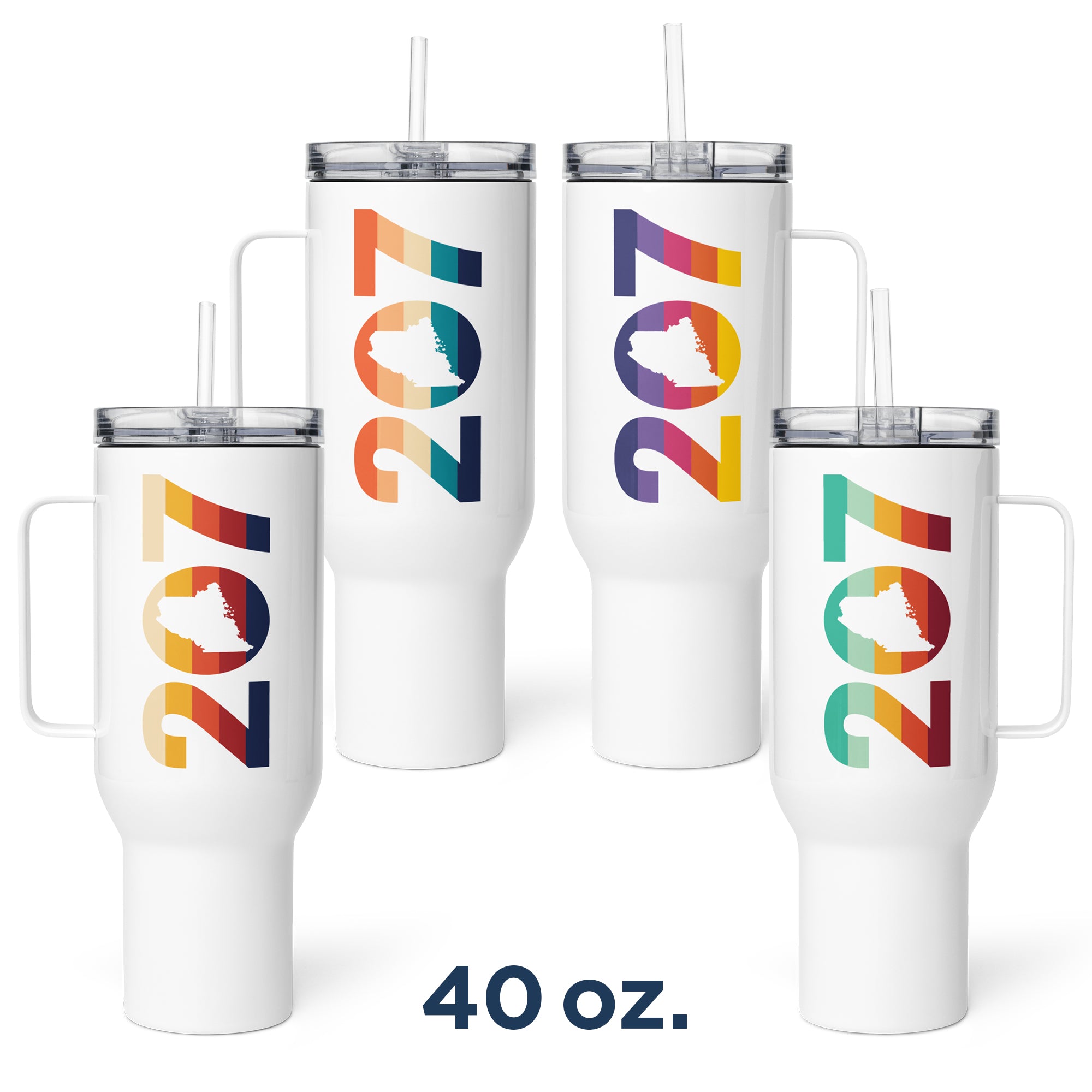 Maine Retro 207 Area Code Tumbler, Four Vintage Color Options | Stanley-Style Travel Cup | 25 & 40 oz.