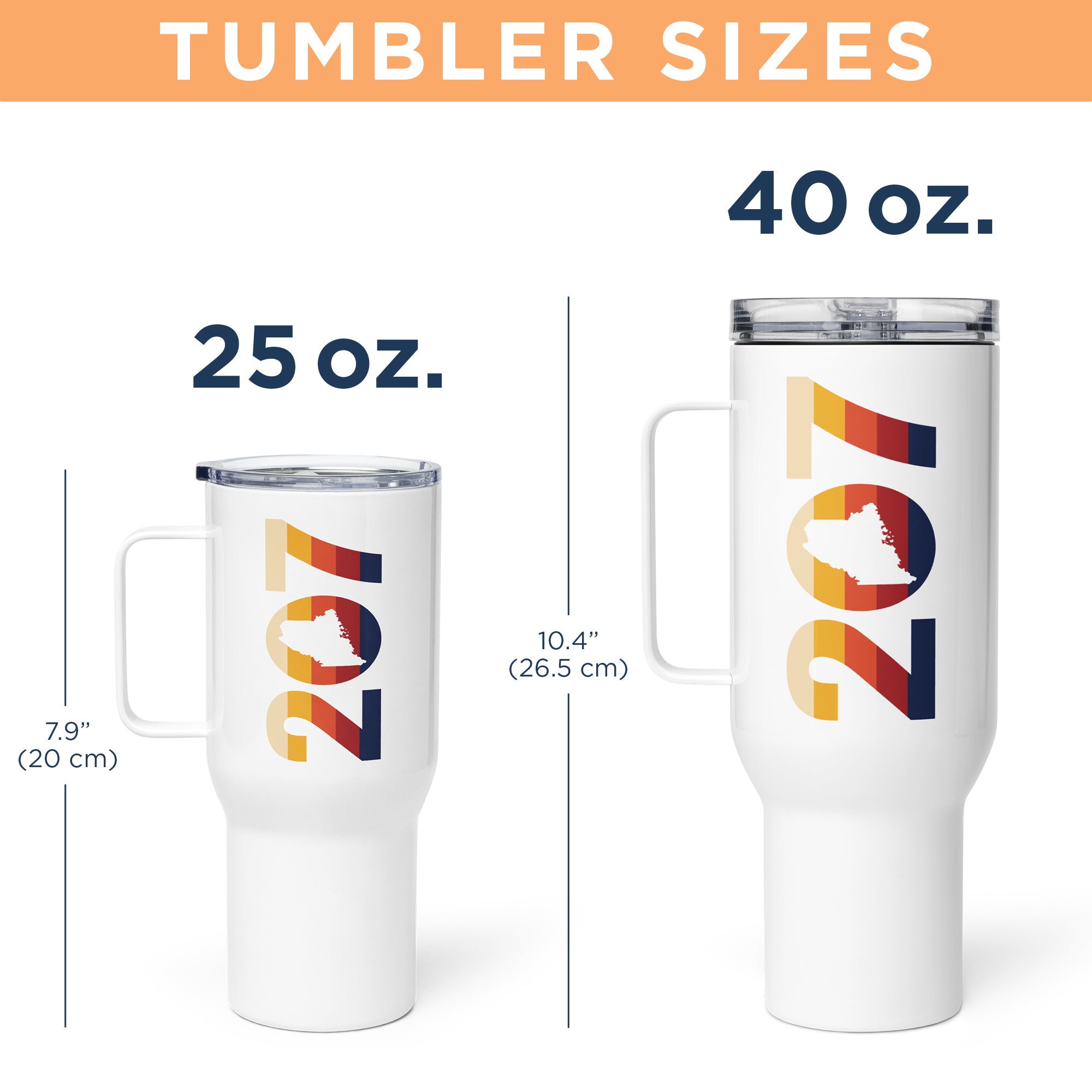 Maine Retro 207 Area Code Tumbler, Four Vintage Color Options | Stanley-Style Travel Cup | 25 & 40 oz.