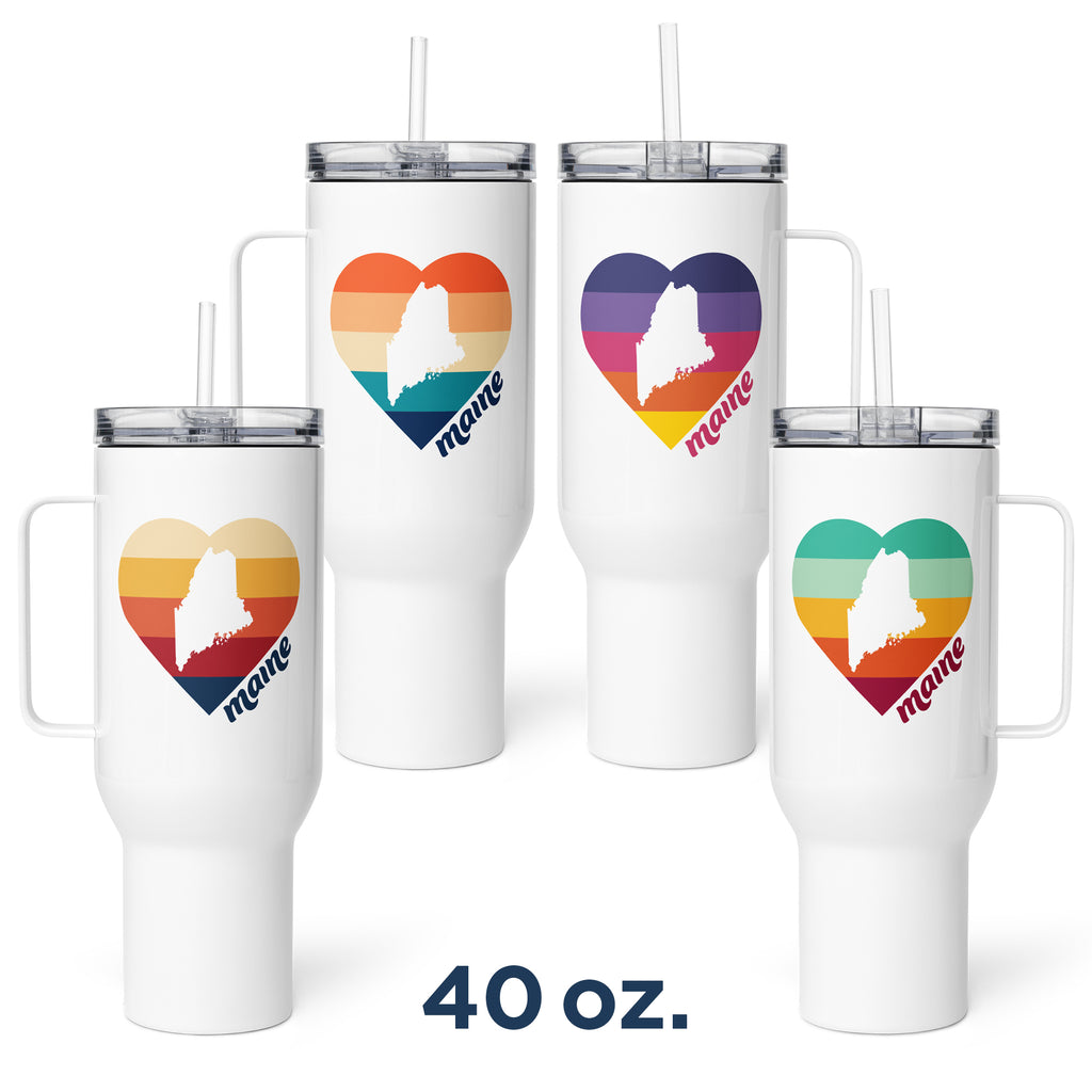 Maine State Retro Heart Insulated Tumbler