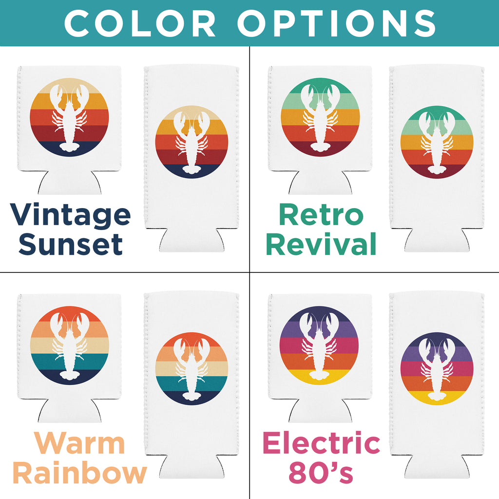 Maine Retro Lobster Neoprene Coozie | 12 oz Regular or Slim Can Cooler | Vintage Coastal Vibes Can Holder