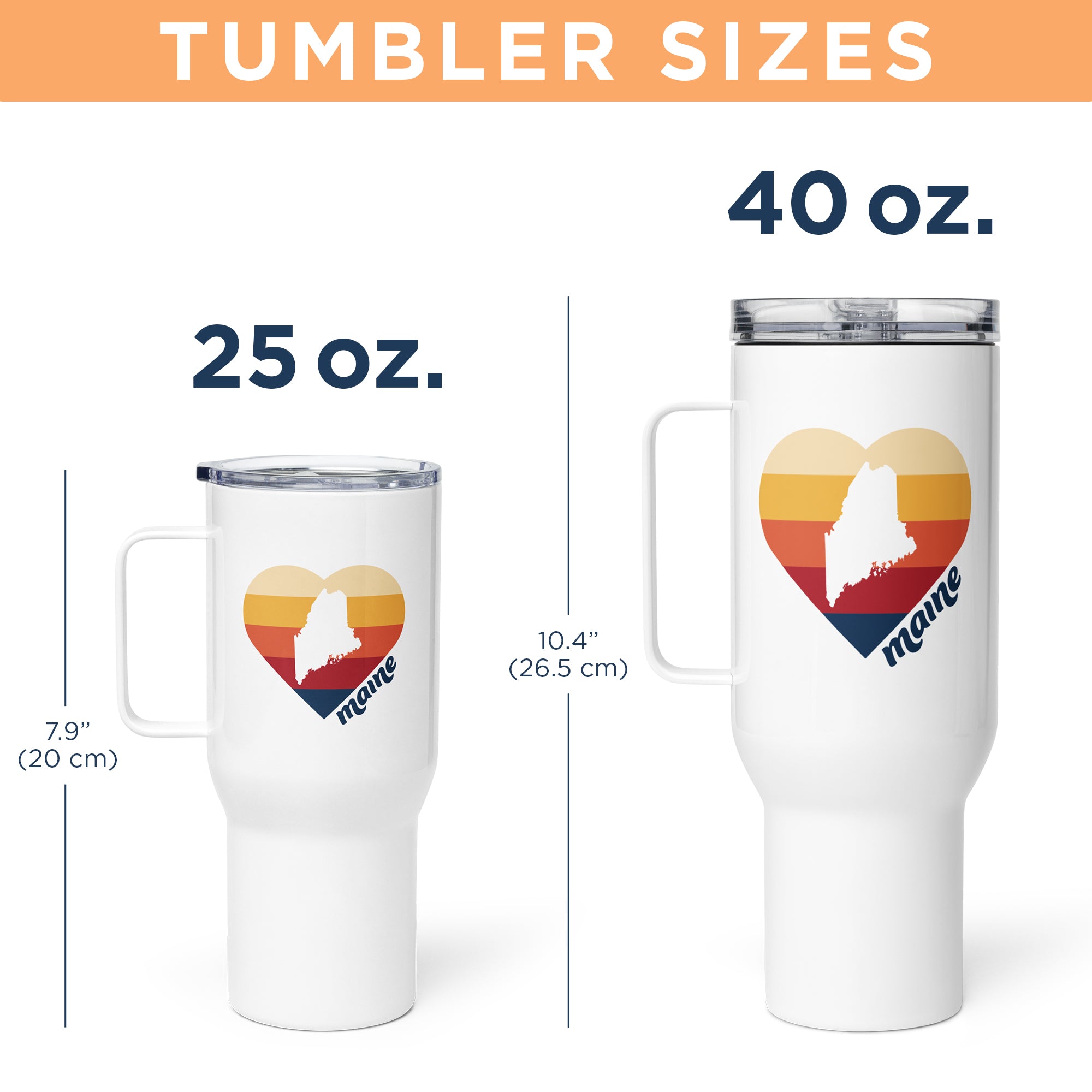 Maine State Retro Heart Insulated Tumbler