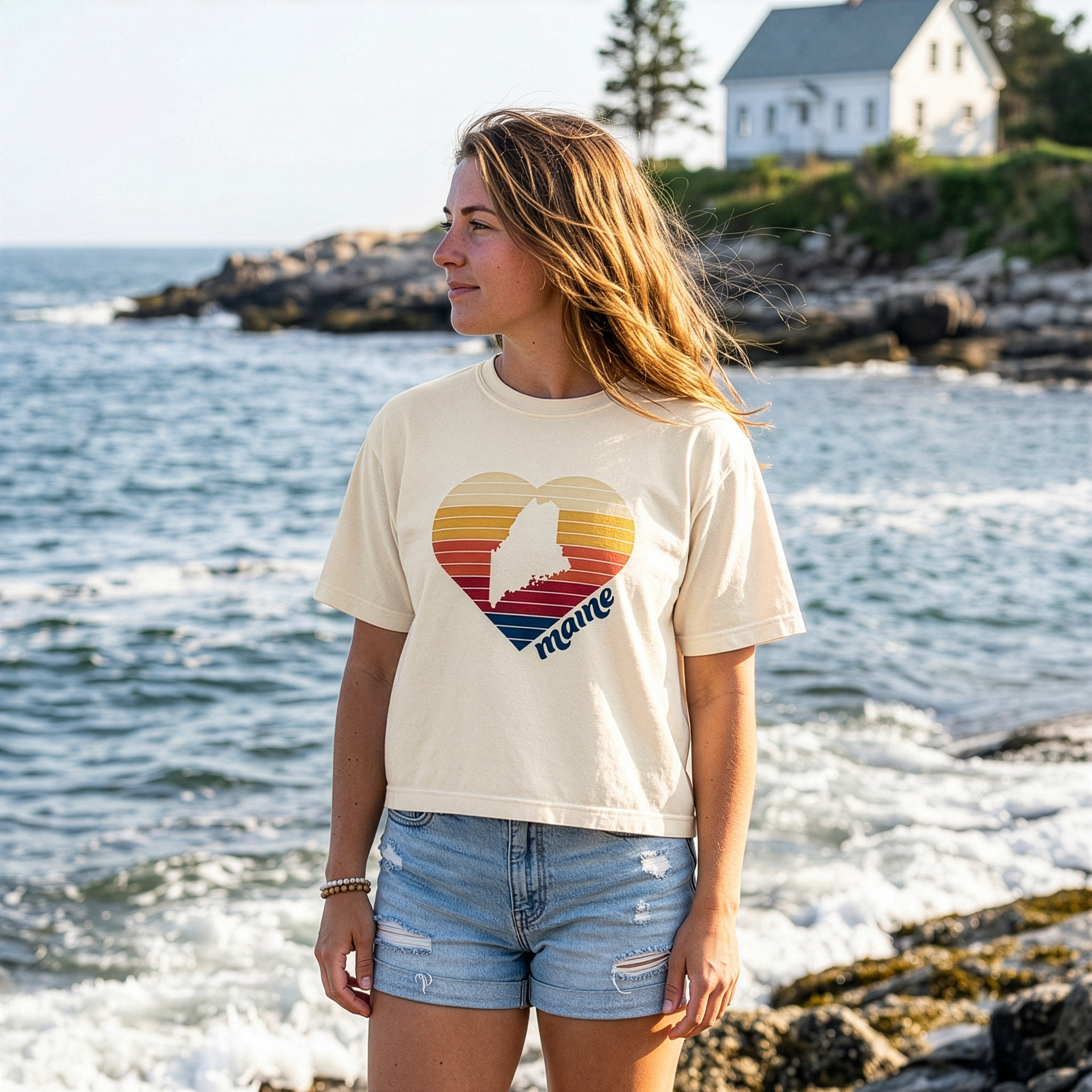 Maine Heart Boxy Women's Tee