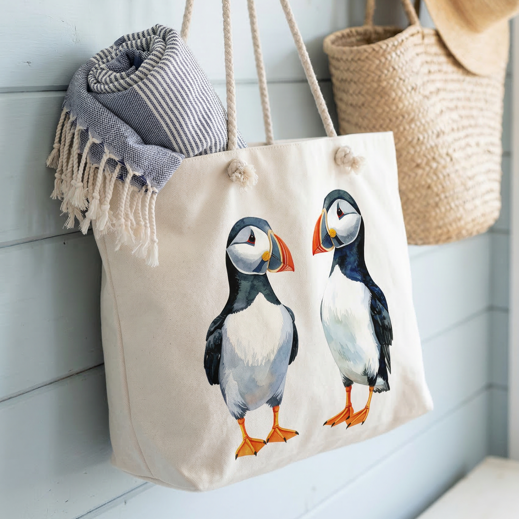Puffin Watercolor Weekender Tote Bag