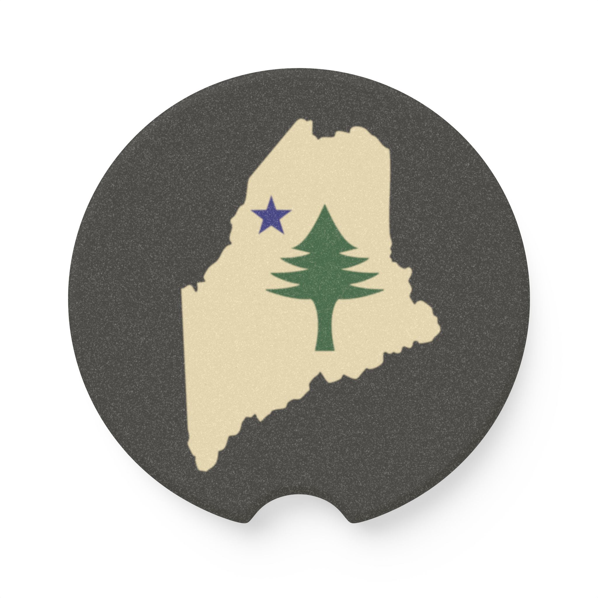 Maine Car Coasters | Retro Maine Flag Design | Soapstone Car Accessory