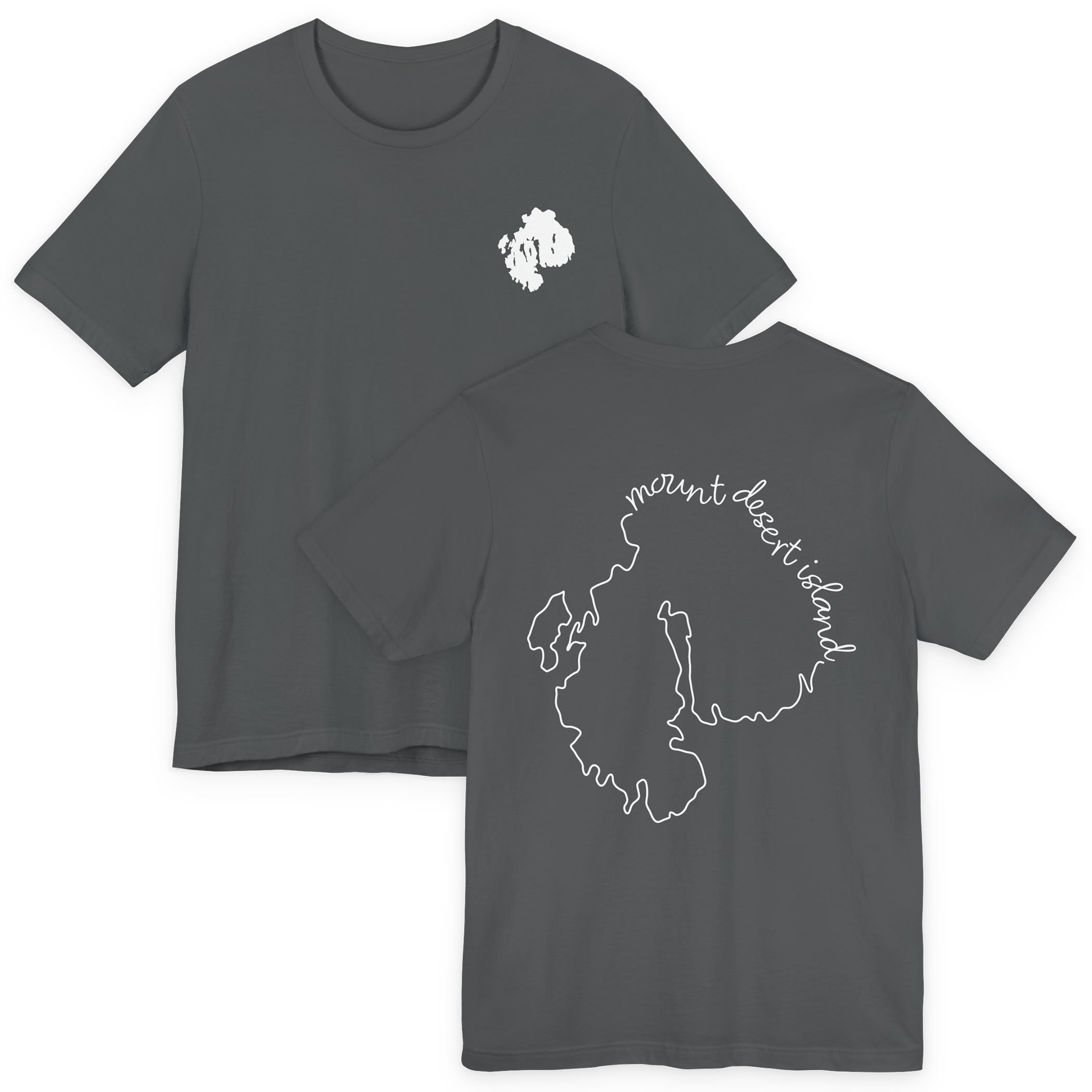 Mount Desert Island map Tee | minimalist outline map, coastal Maine