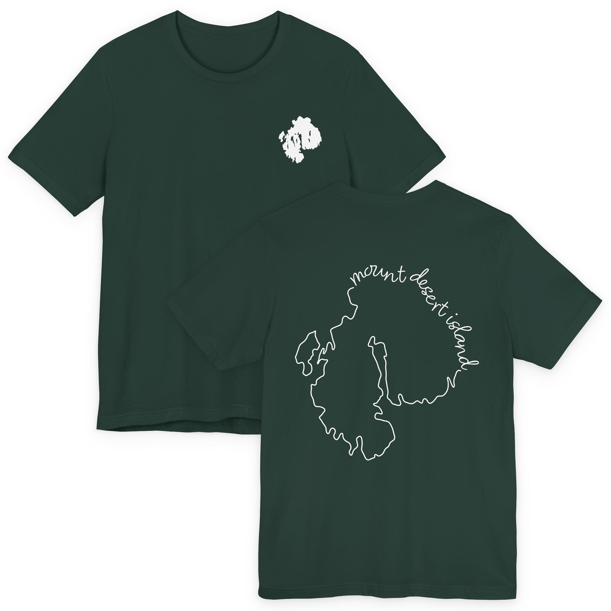 Mount Desert Island map Tee | minimalist outline map, coastal Maine