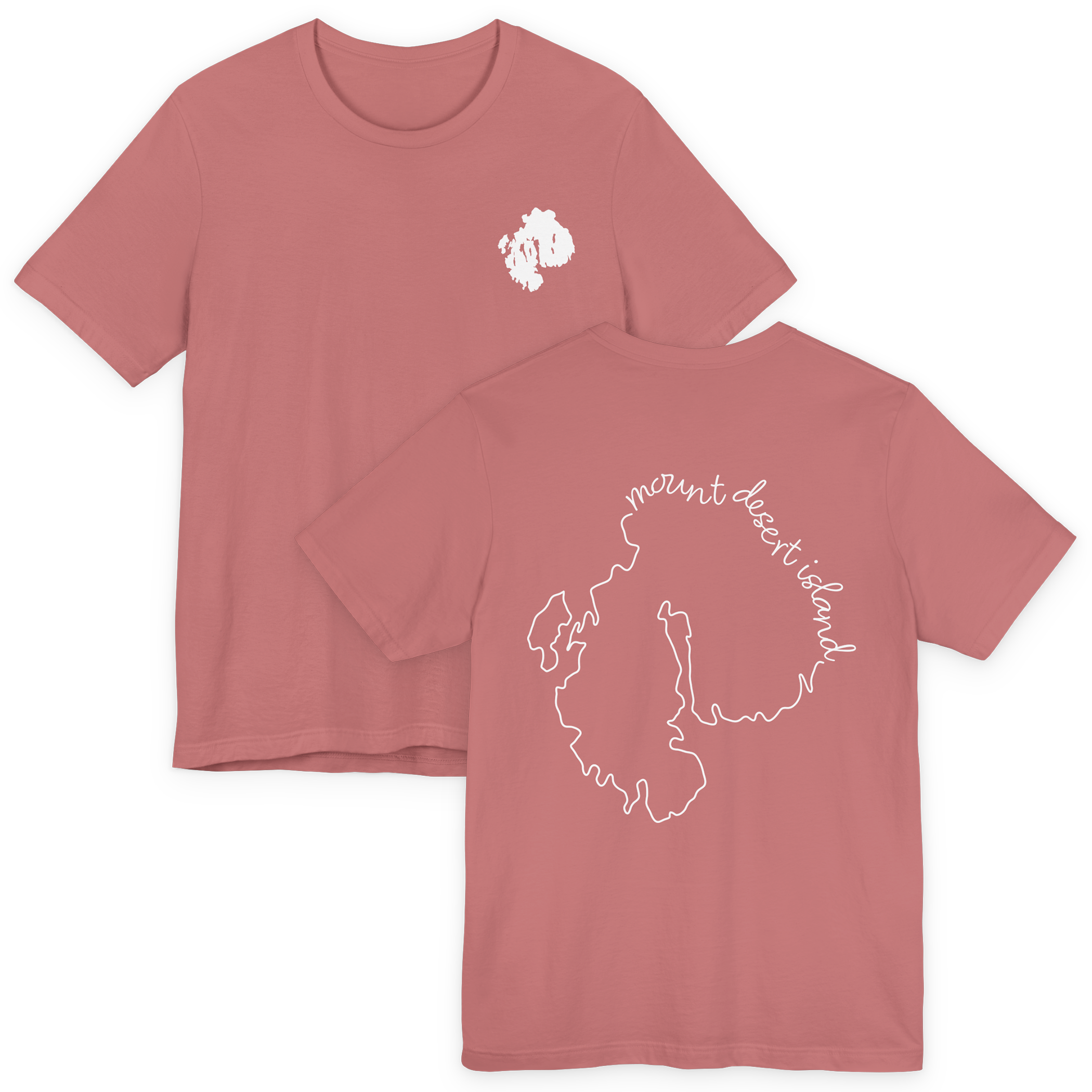 Mount Desert Island map Tee | minimalist outline map, coastal Maine