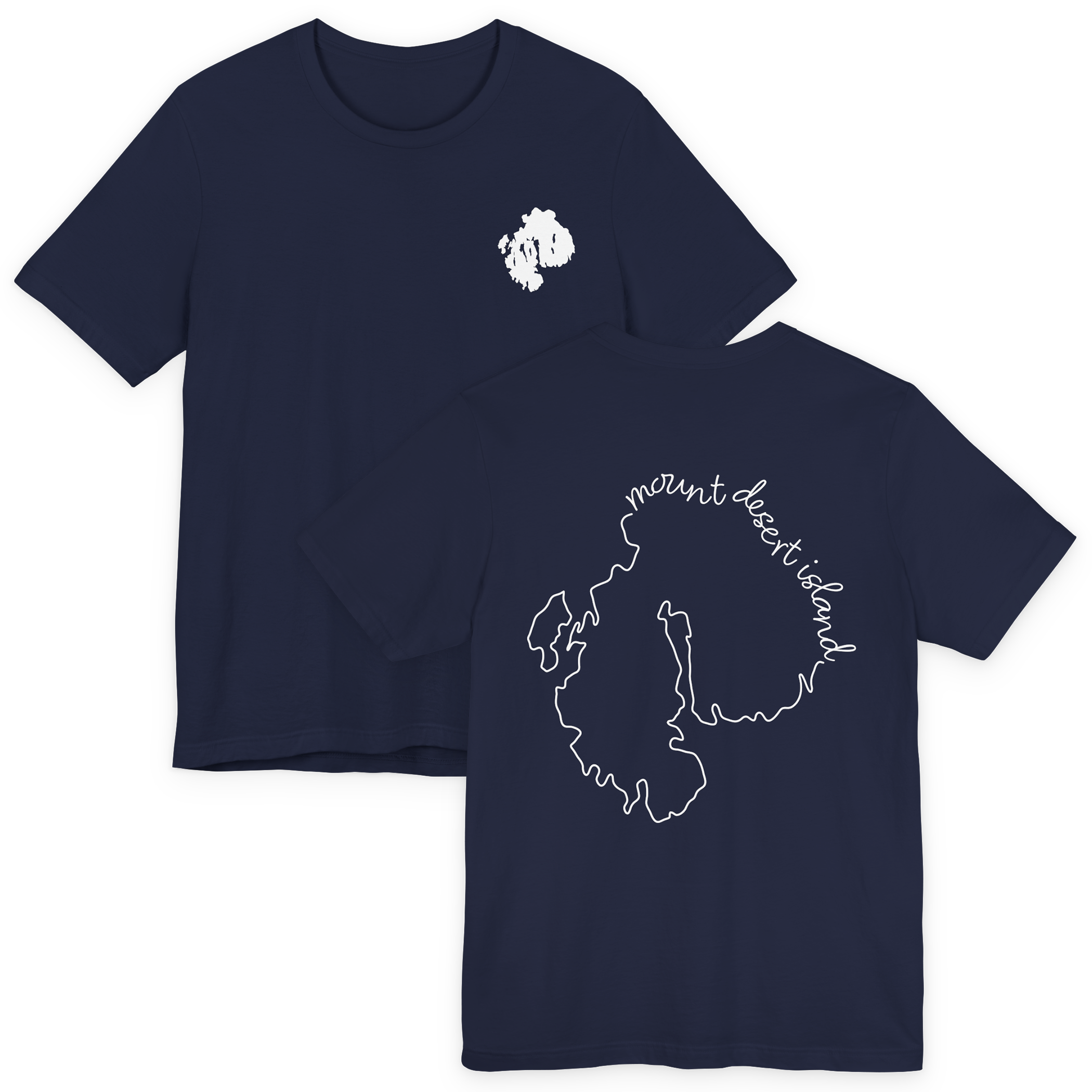 Mount Desert Island map Tee | minimalist outline map, coastal Maine