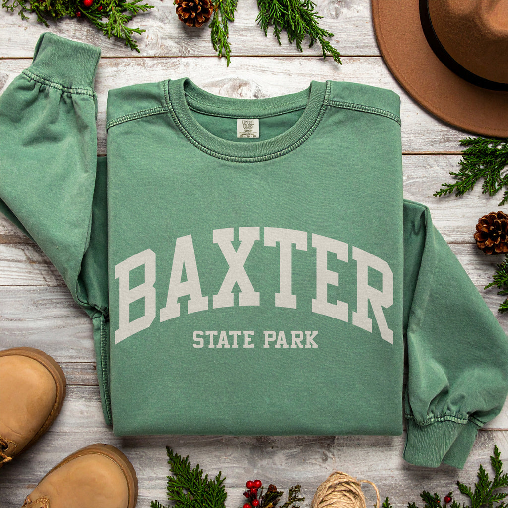 Baxter State Park Sweatshirt | Collegiate Varsity Crewneck | Vintage Campus Style Hiking Gift
