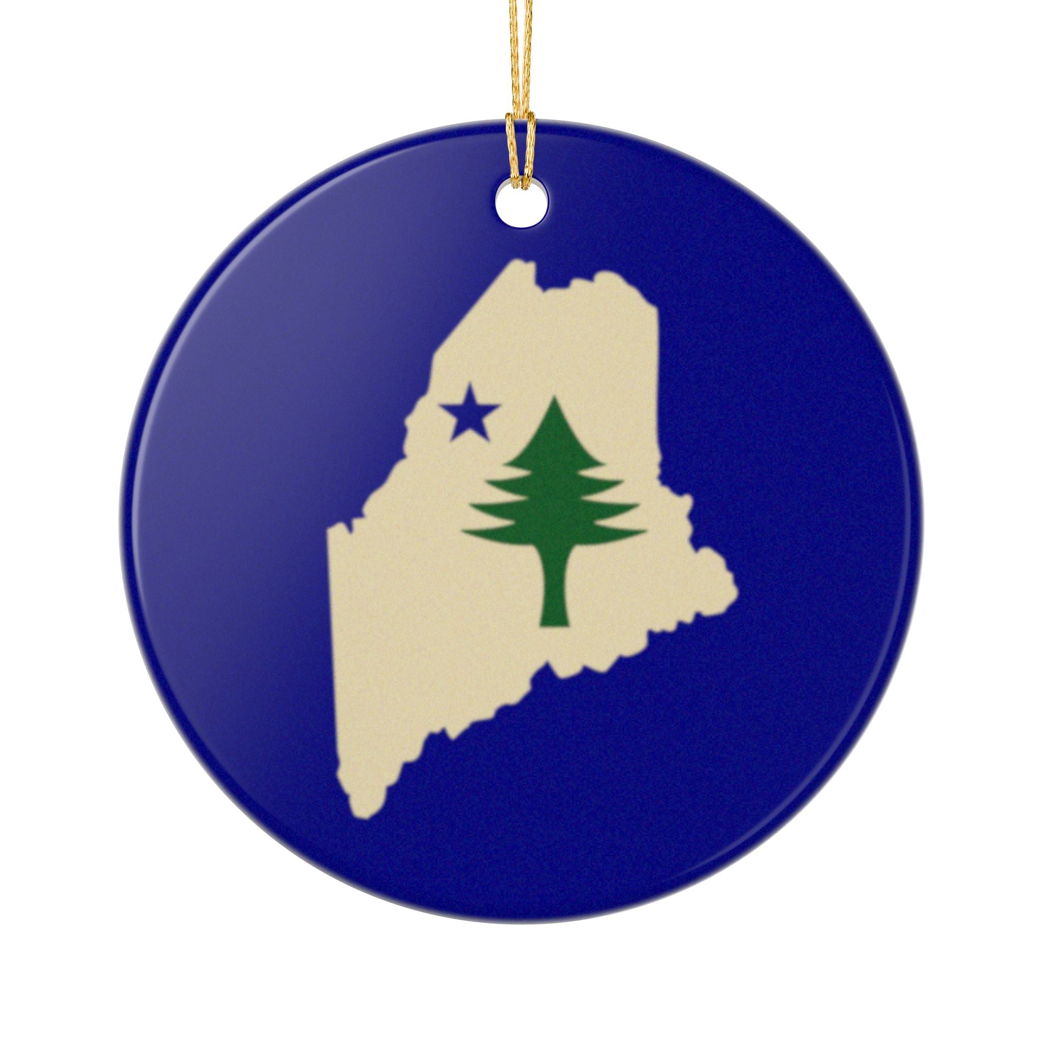 Maine 1901 State Flag Ornament | Double-Sided Ceramic Ornament | Coastal Home Decor | Maine Holiday Gift