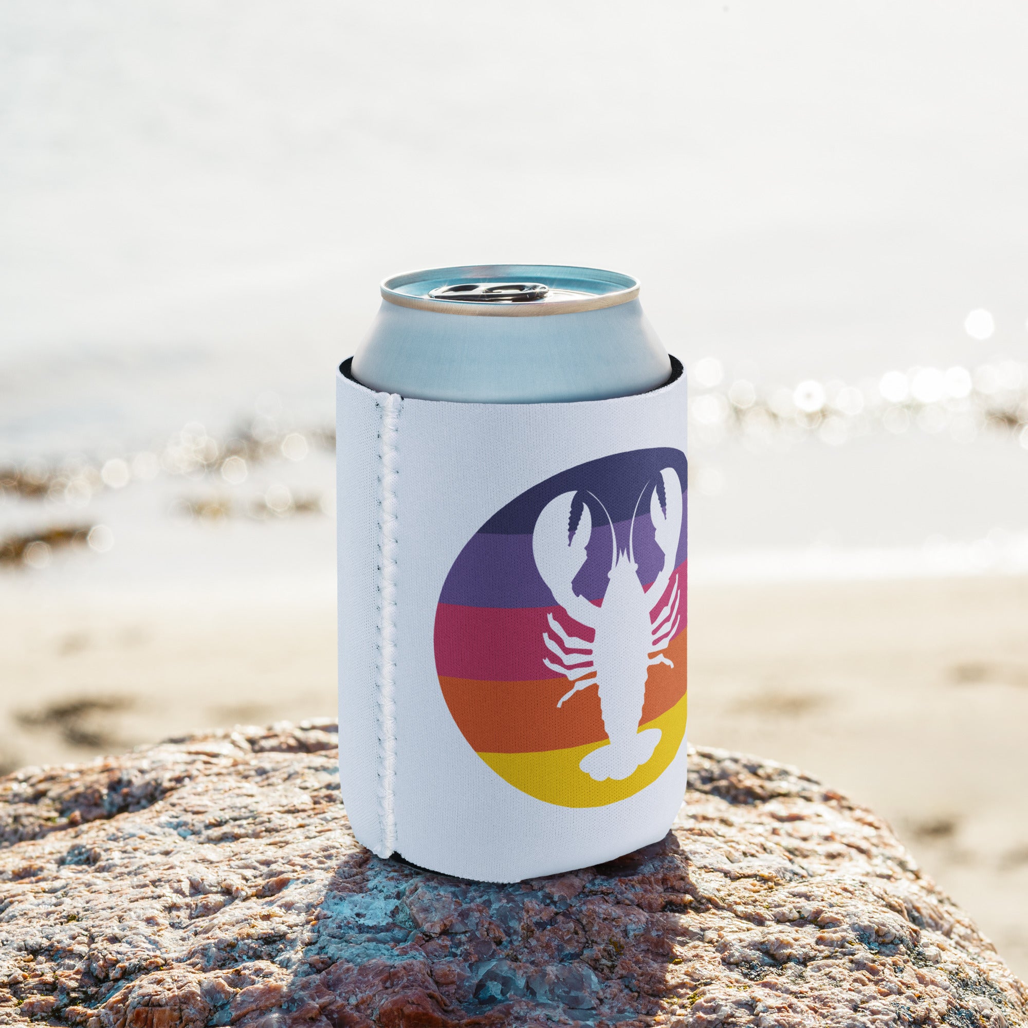 Maine Retro Lobster Neoprene Coozie | 12 oz Regular or Slim Can Cooler | Vintage Coastal Vibes Can Holder