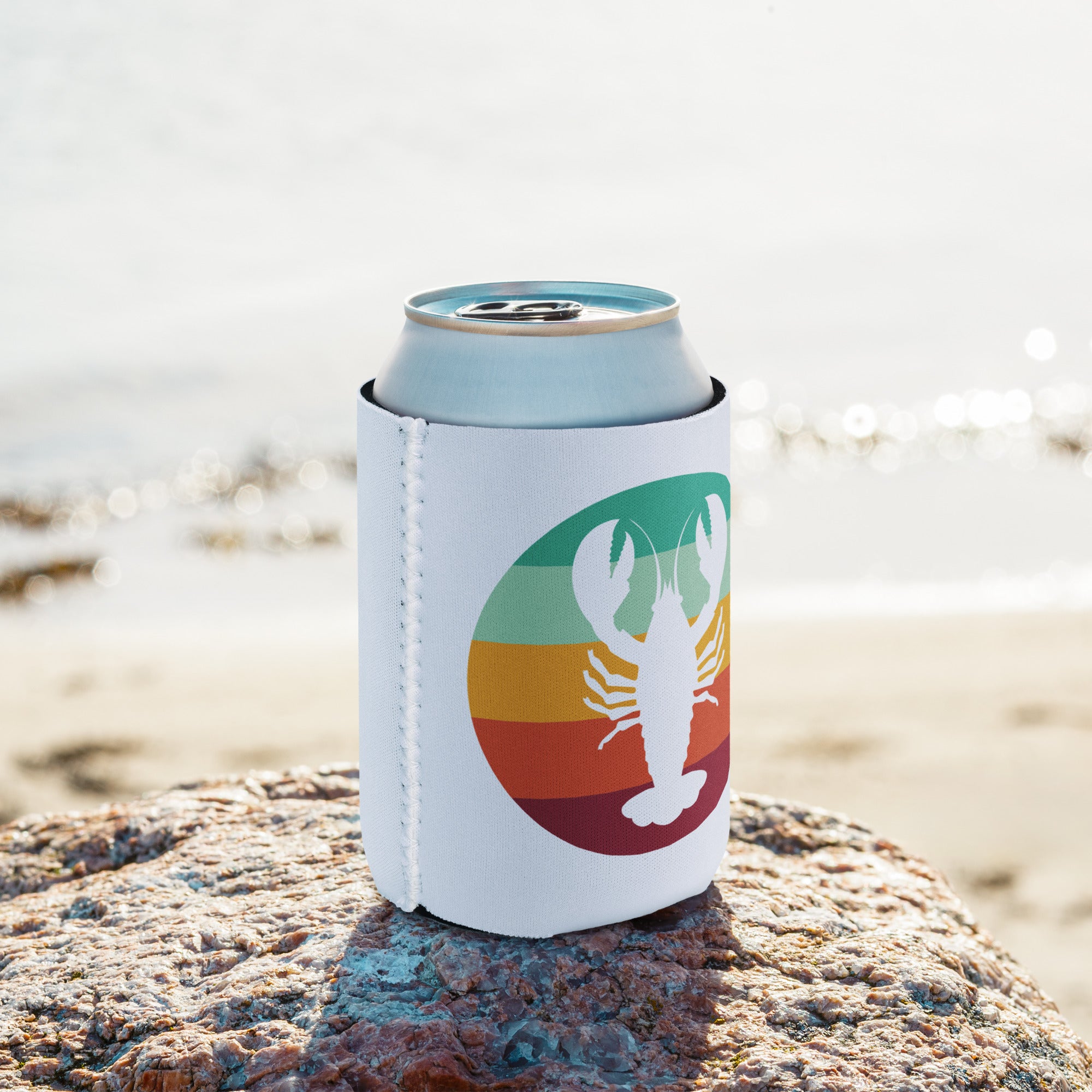 Maine Retro Lobster Neoprene Coozie | 12 oz Regular or Slim Can Cooler | Vintage Coastal Vibes Can Holder