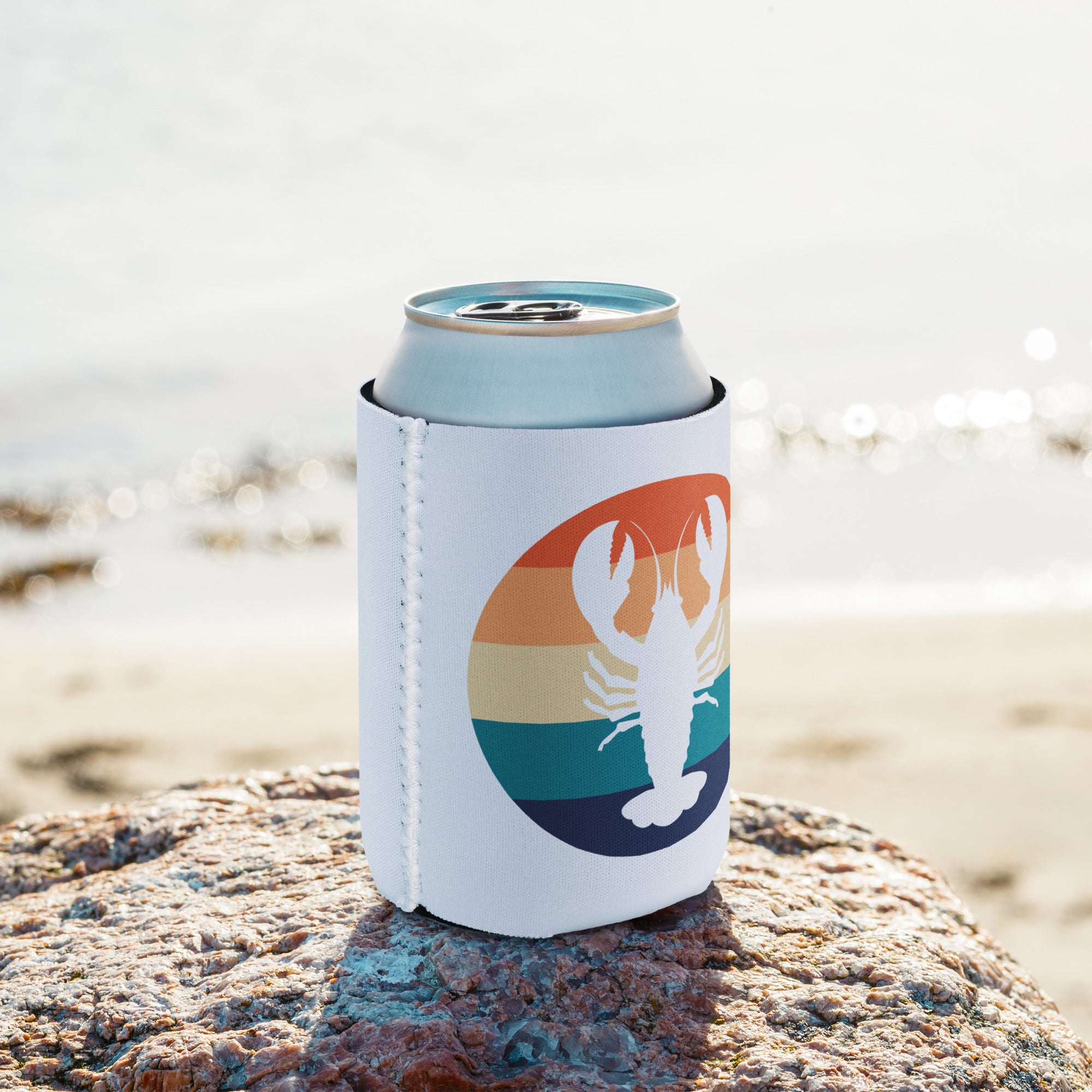 Maine Retro Lobster Neoprene Coozie | 12 oz Regular or Slim Can Cooler | Vintage Coastal Vibes Can Holder