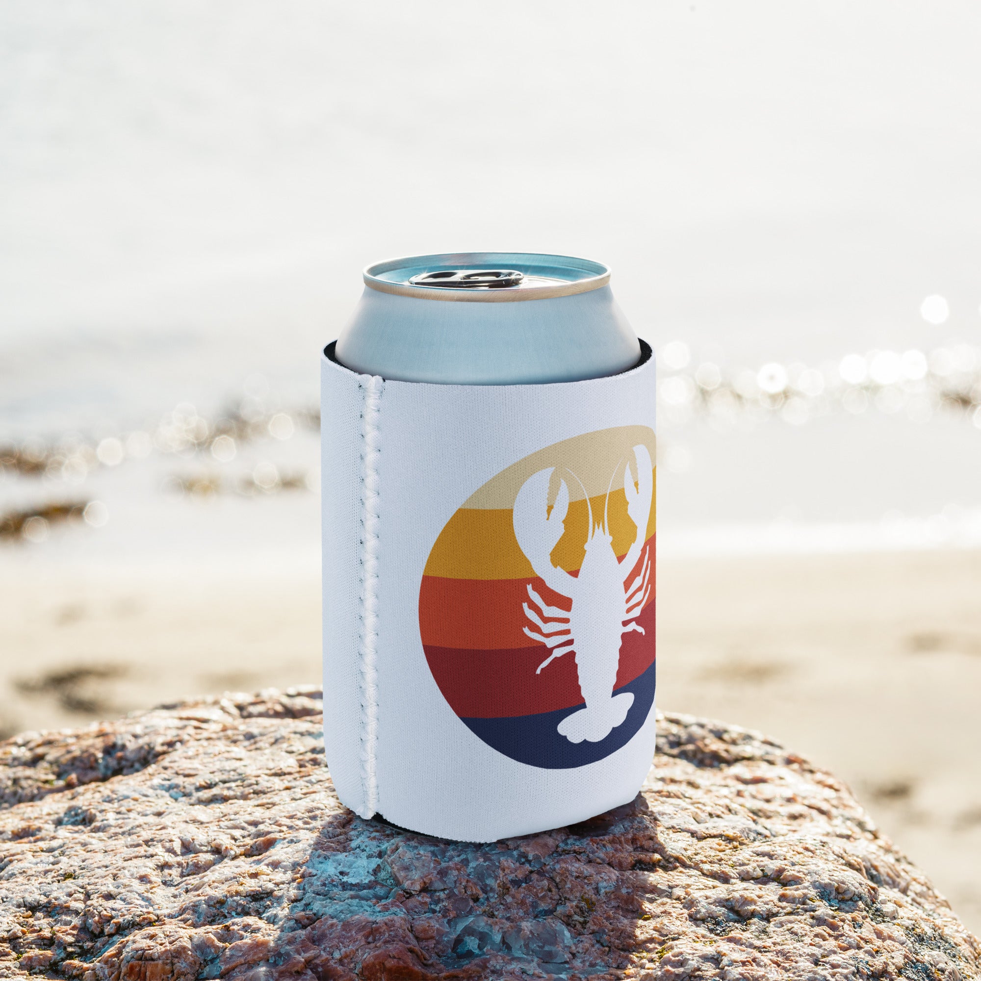 Maine Retro Lobster Neoprene Coozie | 12 oz Regular or Slim Can Cooler | Vintage Coastal Vibes Can Holder