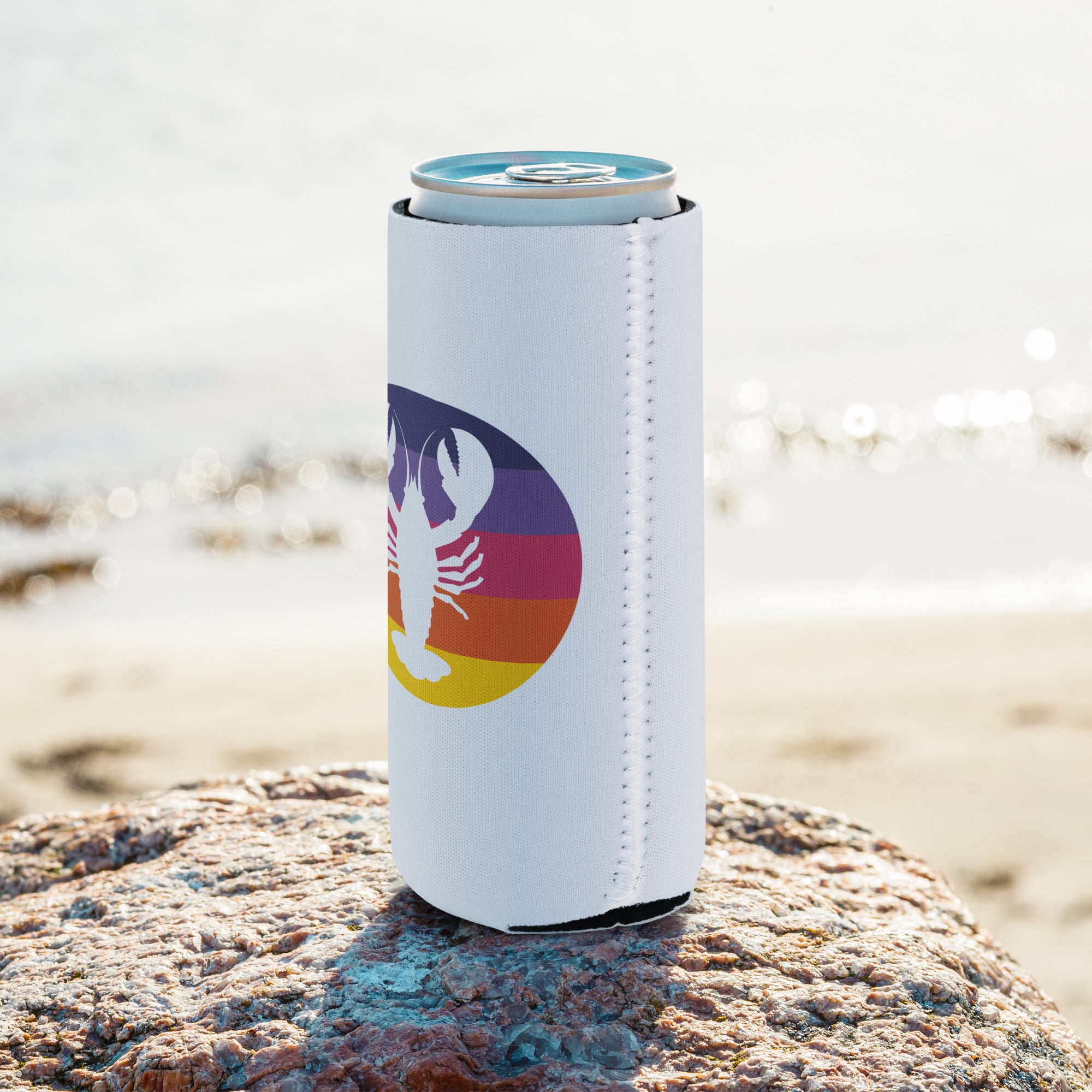 Maine Retro Lobster Neoprene Coozie | 12 oz Regular or Slim Can Cooler | Vintage Coastal Vibes Can Holder
