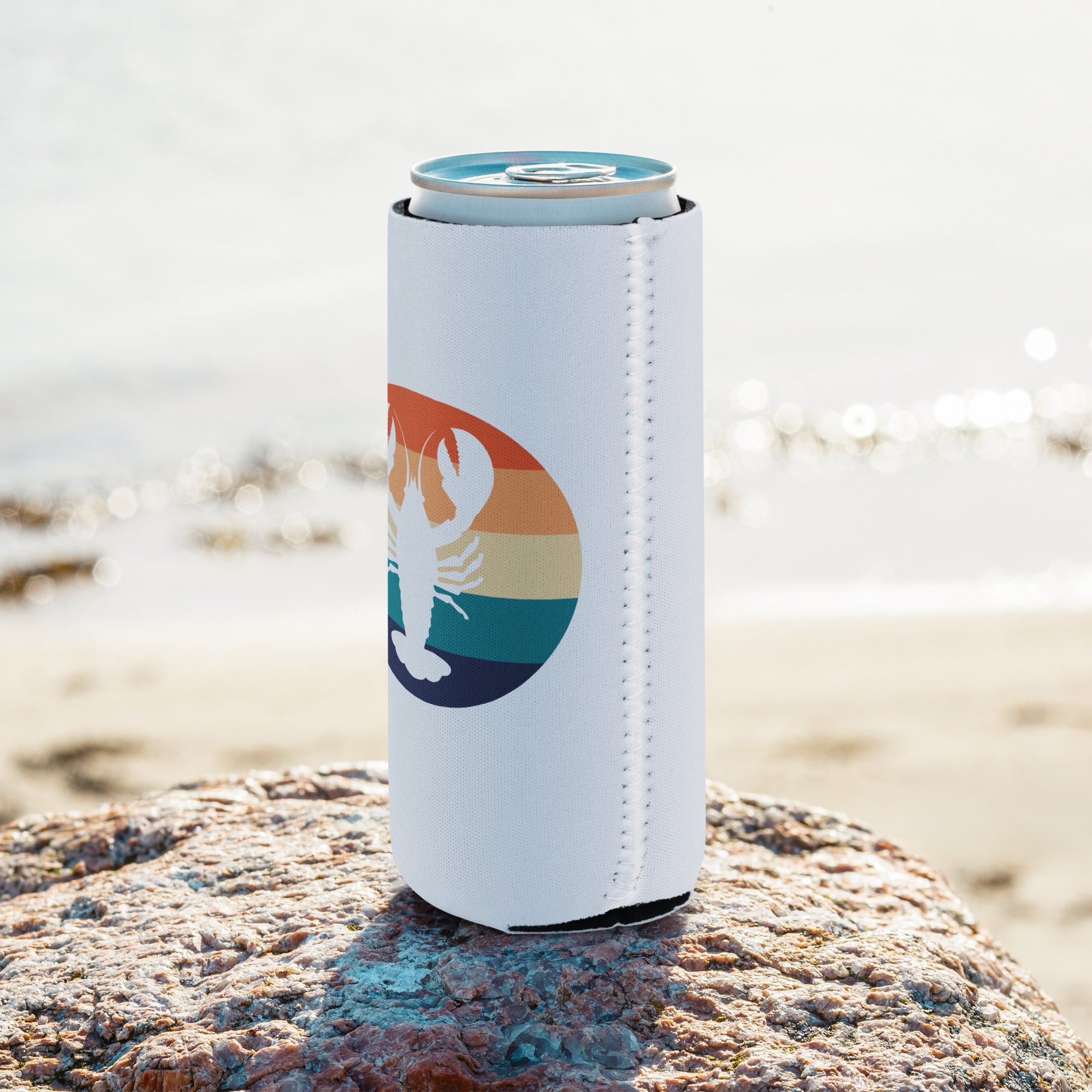 Maine Retro Lobster Neoprene Coozie | 12 oz Regular or Slim Can Cooler | Vintage Coastal Vibes Can Holder