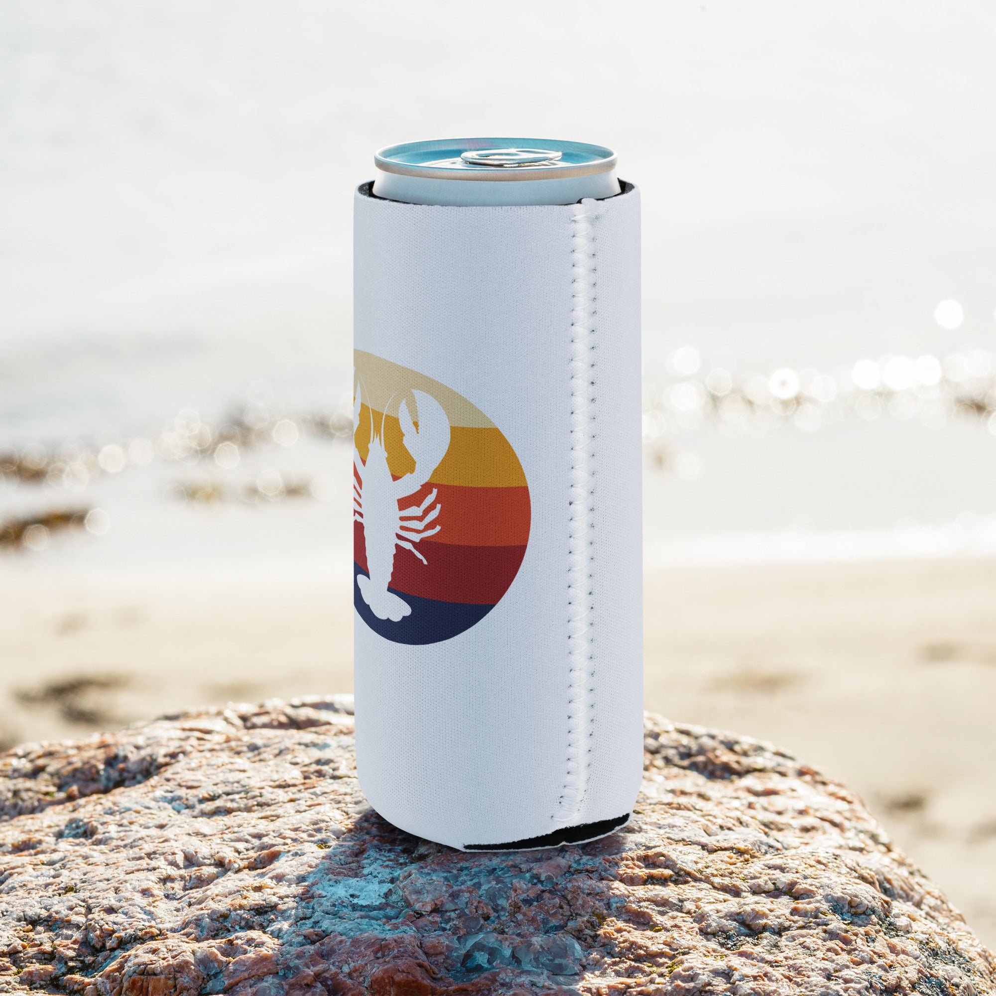 Maine Retro Lobster Neoprene Coozie | 12 oz Regular or Slim Can Cooler | Vintage Coastal Vibes Can Holder