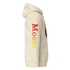 Moose Crew Retro Hoodie | Vintage Maine Pullover with Sleeve Print | Unisex Coastal Sweatshirt