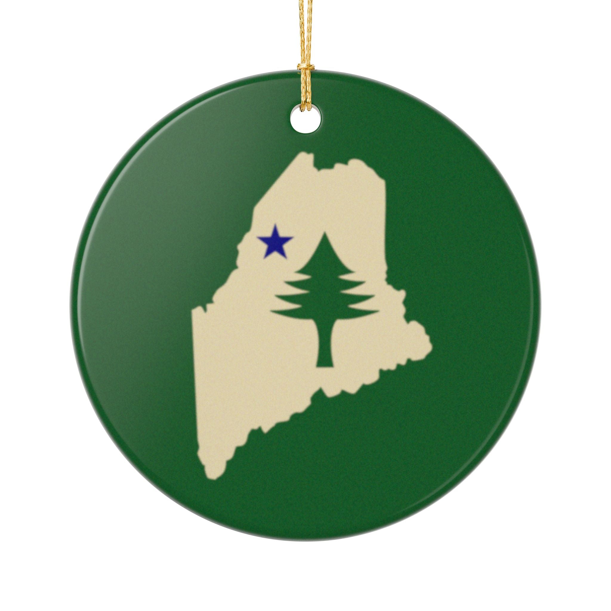 Maine 1901 State Flag Ornament | Double-Sided Ceramic Ornament | Coastal Home Decor | Maine Holiday Gift