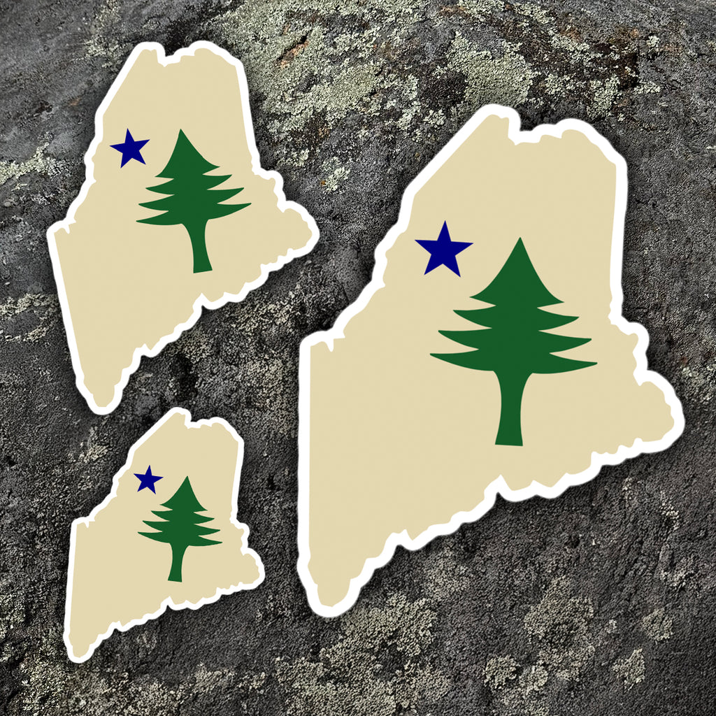 Heritage Maine Flag Sticker | Vintage Maine State Decal | Old Maine Flag Pine Tree & Star