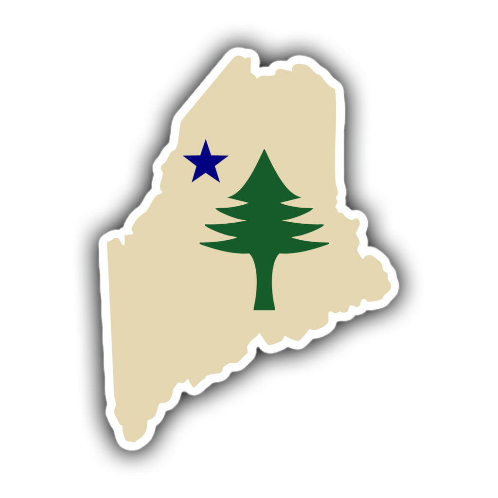 Heritage Maine Flag Sticker | Vintage Maine State Decal | Old Maine Flag Pine Tree & Star